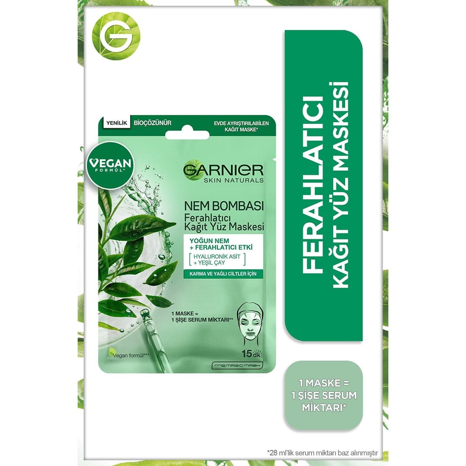 Garnier Nem Bombası Ferahlatıcı Kağıt Maske