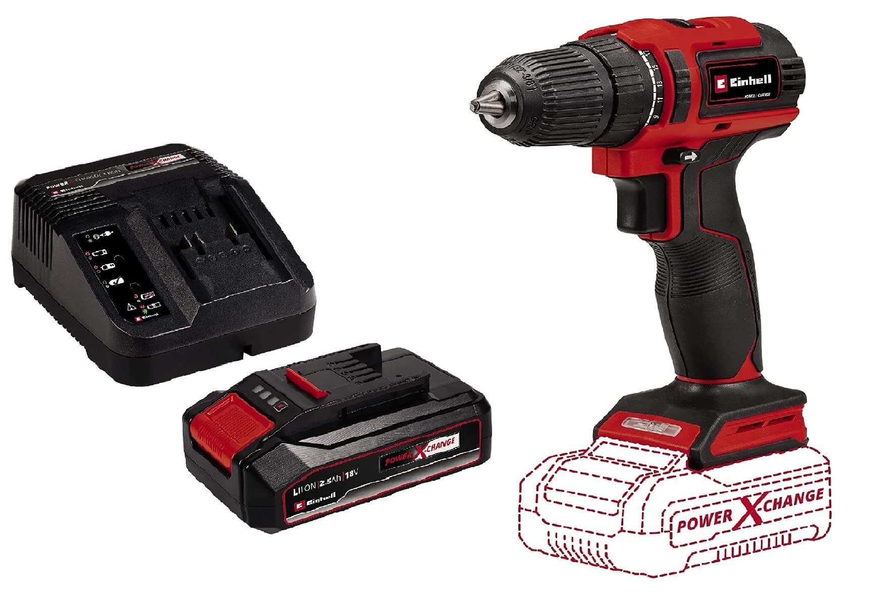 Einhell TE-CD 18/40 Li BL - Solo, Akülü Vidalama ve Einhell 18V 2,5 Ah PXC Starter Kit (Başlangıç Seti)