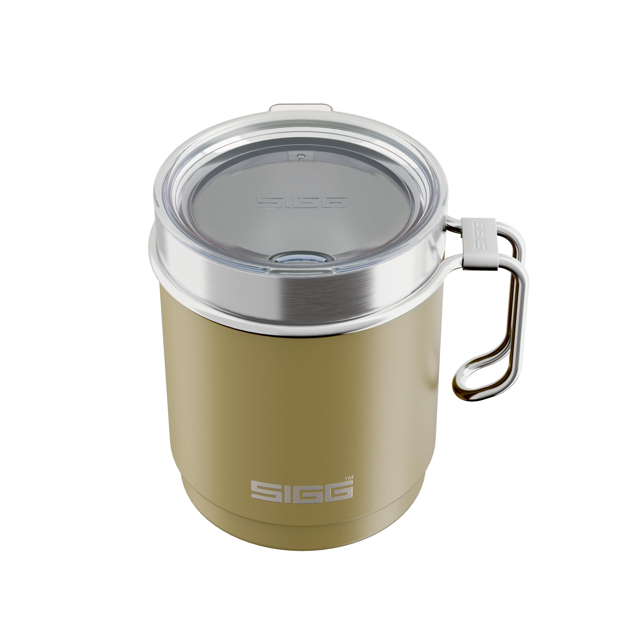 SIGG - Camp termos kupa – seyahat kupası karamel kum – Tritan kapaklı – bulaşık makinesinde yıkanabilir – kulplu – BPA içermez – yalıtımlı bardak çift cidarlı – beyaz – 0,36 l