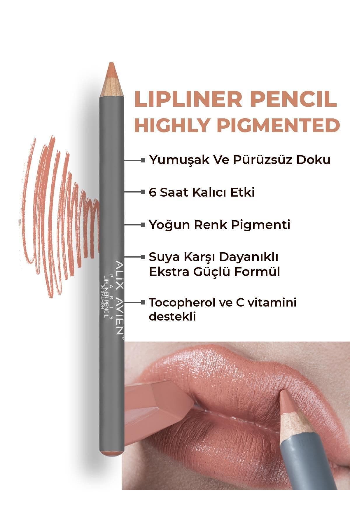 ALIX AVIEN Uzun Süre Kalıcı Dağılma Yapmayan Nemlendirici Dudak Kalemi - Lipliner Pencil 04 Salmon