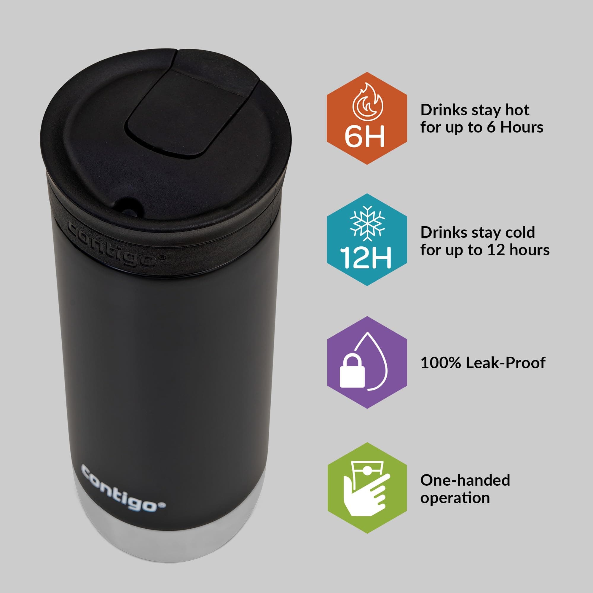 Contigo Huron Pro Snapseal Termos Bardak 470 mL Siyah