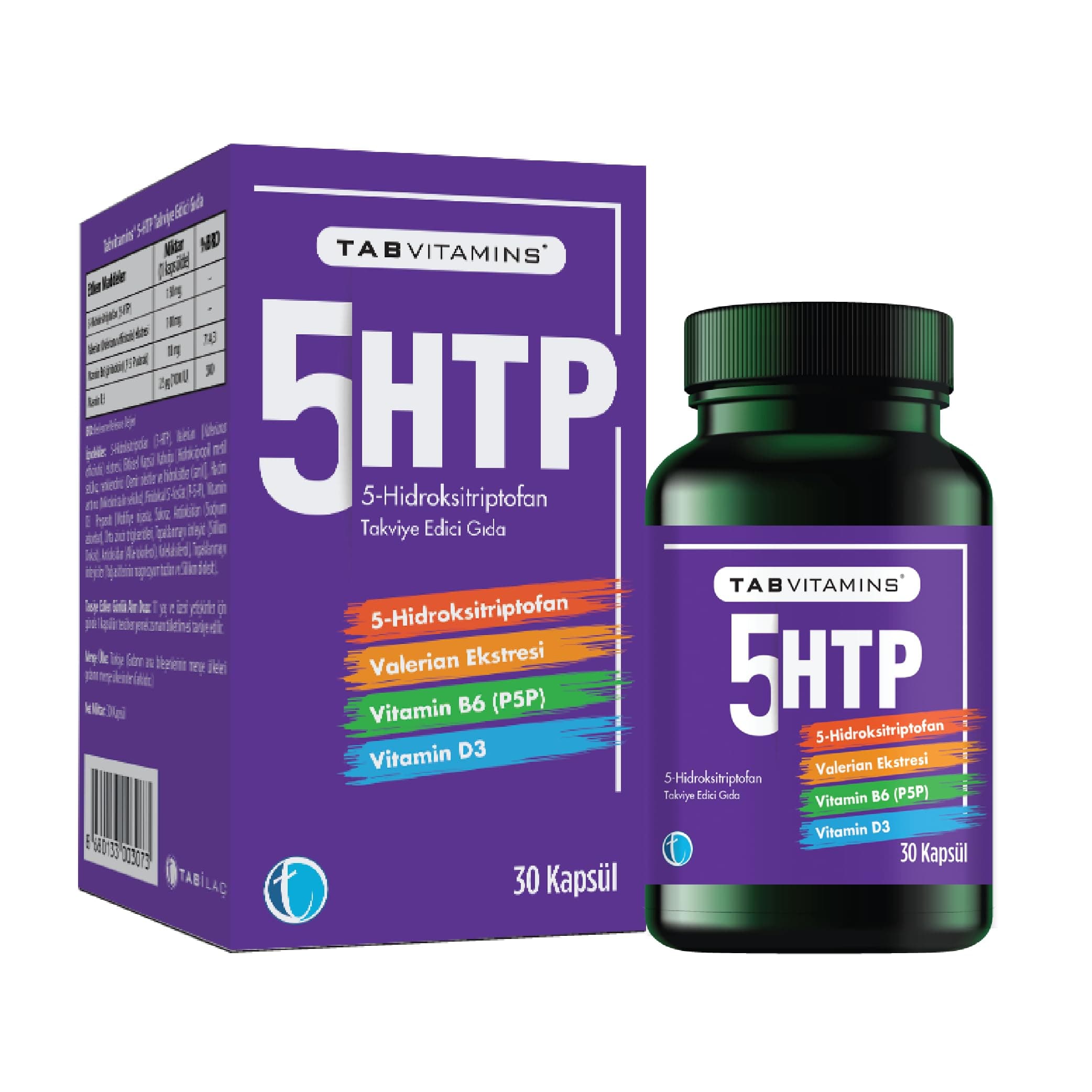 TabVitamins 5-HTP 30 Bitkisel Kapsül Valerian Vitamin B6 P5P Vitamin D3