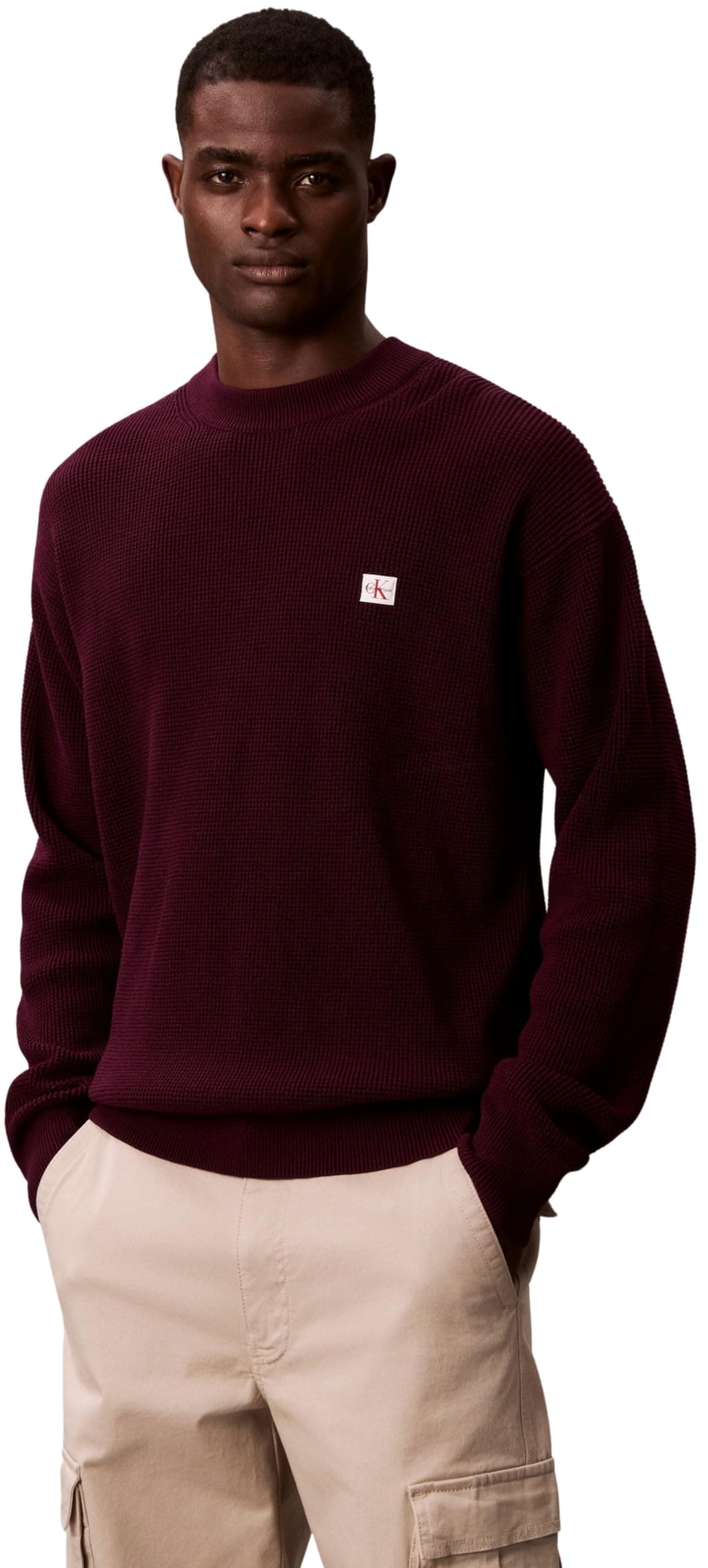 Calvin Klein LS EZ COTTON WAFFLE CRWNK SWTR 9 Kazak Erkek