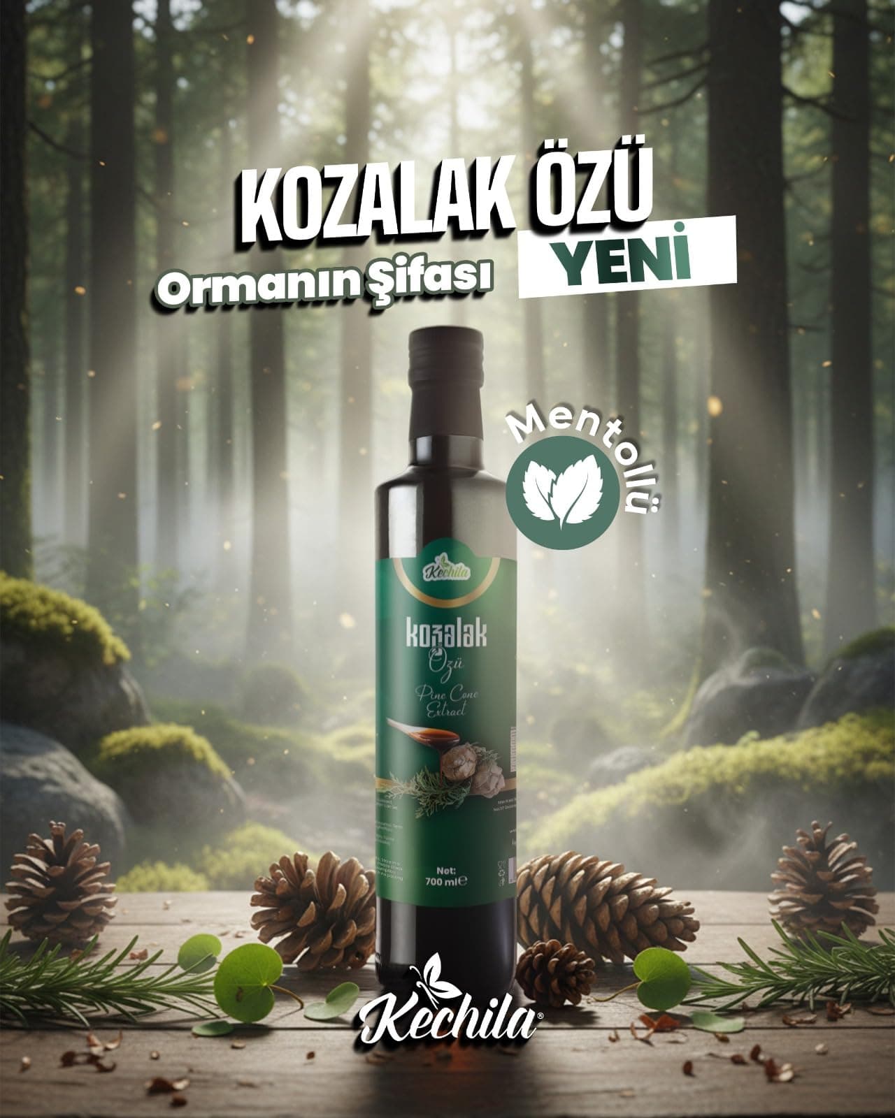 Kechila Kozalak Özü Naneli 700 g, Nane Aromalı Kozalak Özlü Yoğun Kıvamlı Karışım