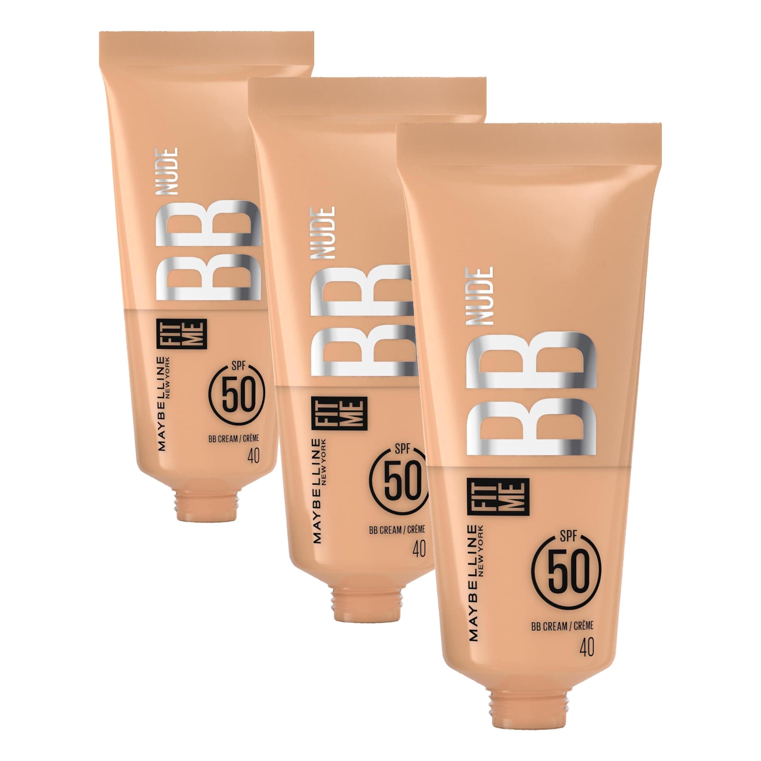 Maybelline New York Fit Me Nude Cilt Bakımı Etkili Nemlendirici SPF50 BB Krem - 40 (3 paketi)