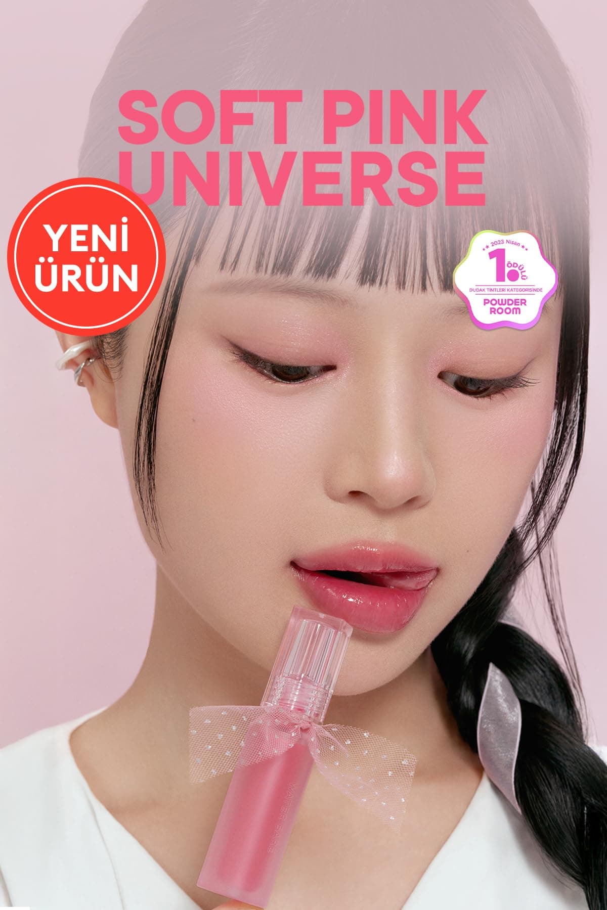 Peripera Doğal Tonlarda, Uzun Süre Kalıcı, Işıltılı Tint Water Bare Tint (#16 Cute Pink)