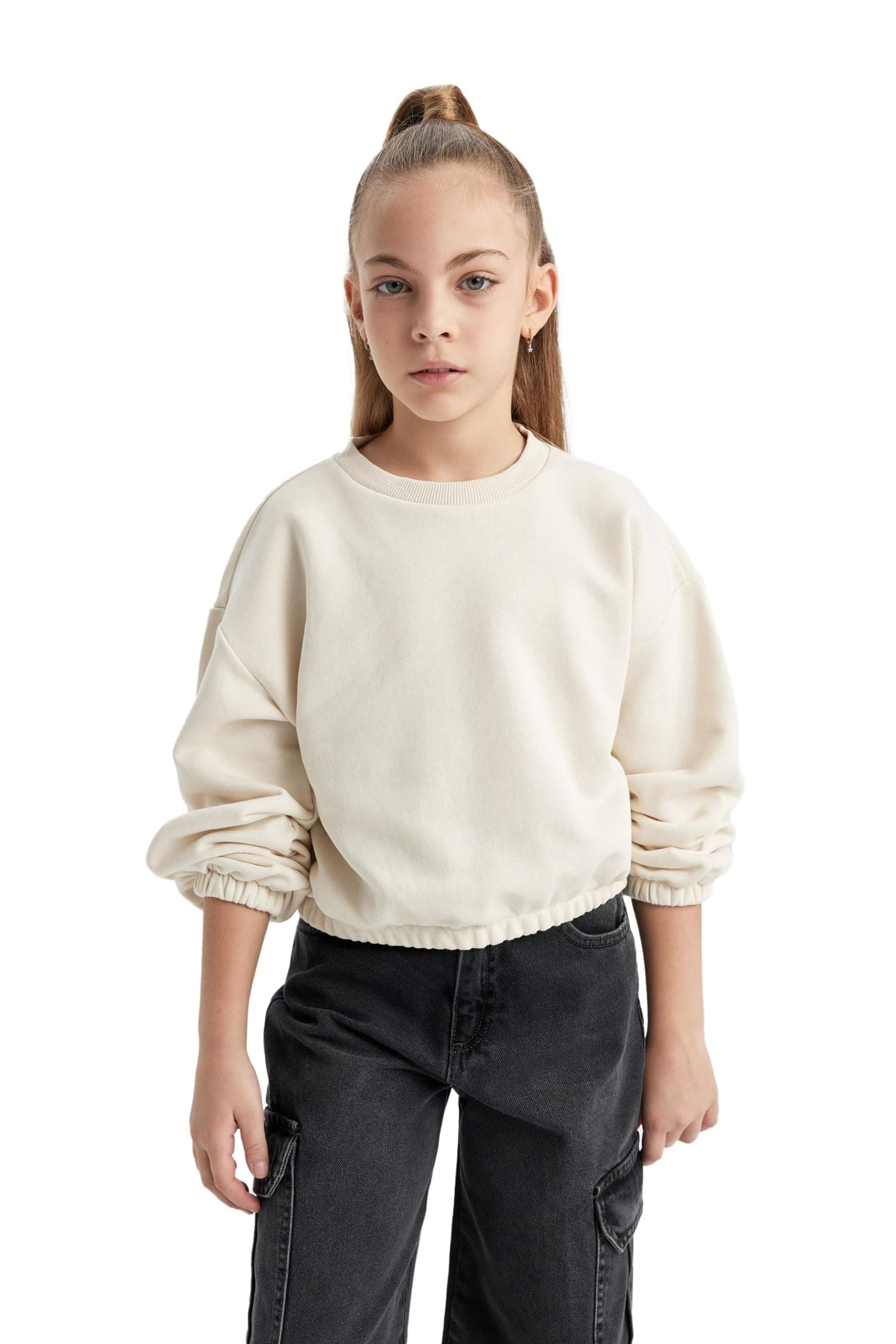 Kız Çocuk Regular Fit Bisiklet Yaka Sweatshirt