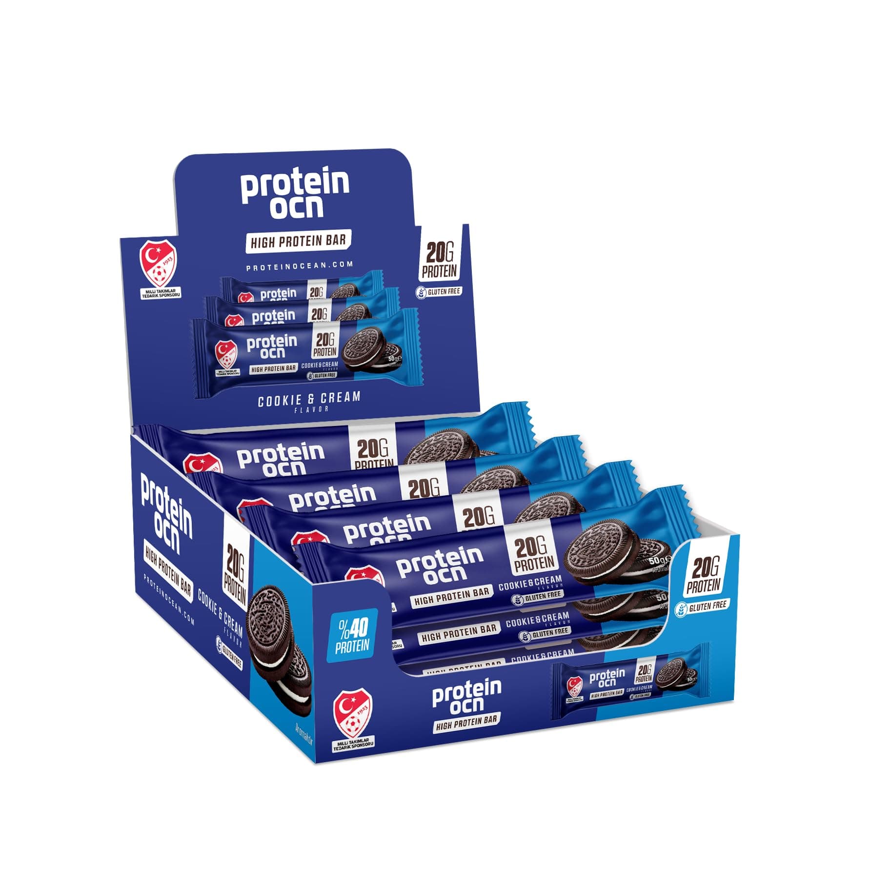 Proteinocean Protein Bar Cookie-Cream Aromalı 50 gr x 12 Adet