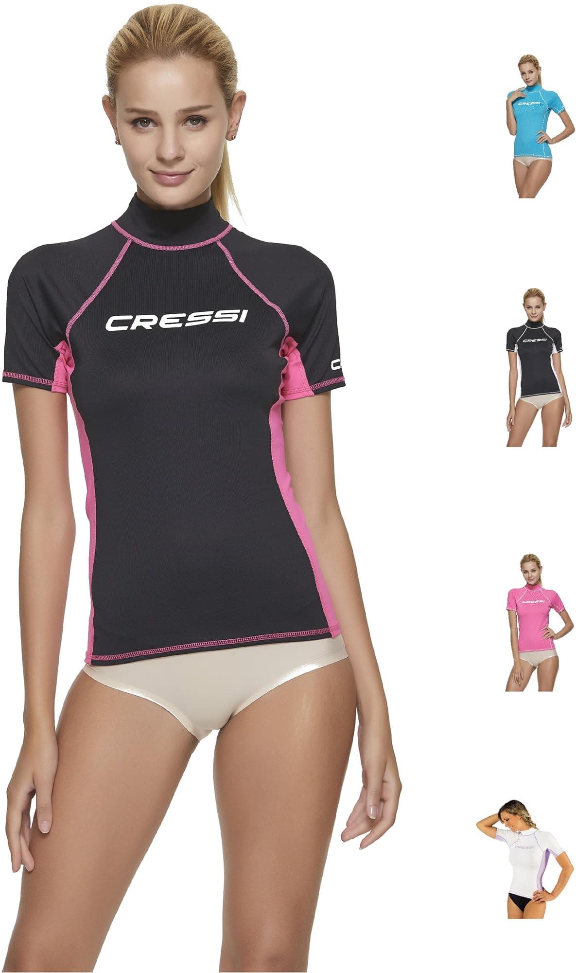 Cressi Kadın Rash Guard kısa kollu triko, elastik dokuma, UV güneş korumalı (UPF) 50+ (tekli paket)