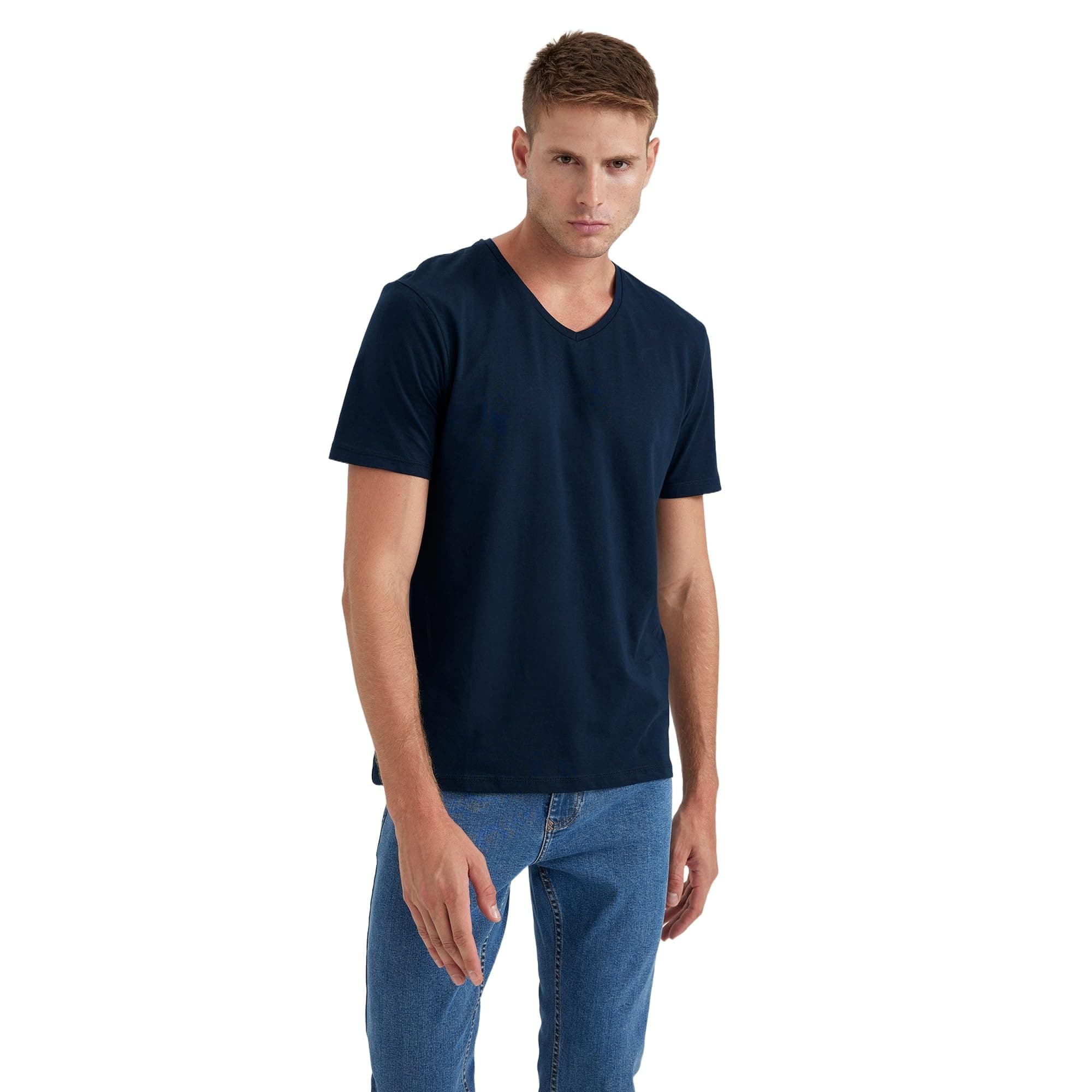 Erkek Slim Fit V Yaka Tişört