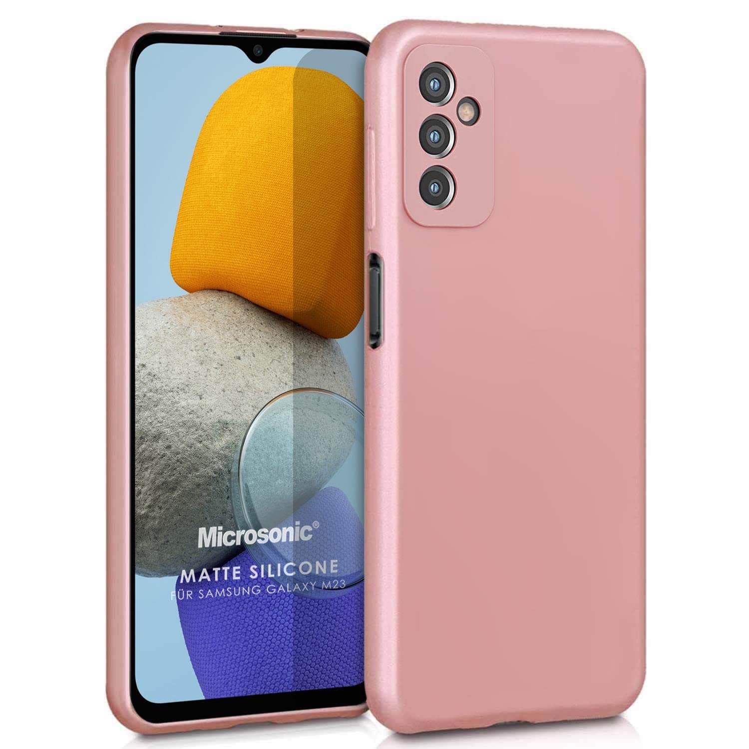 Microsonic Matte Silicone Samsung Galaxy M23 için Kılıf Rose Gold [Galaxy M23 ile Uyumlu Kılıf - Rose Gold]
