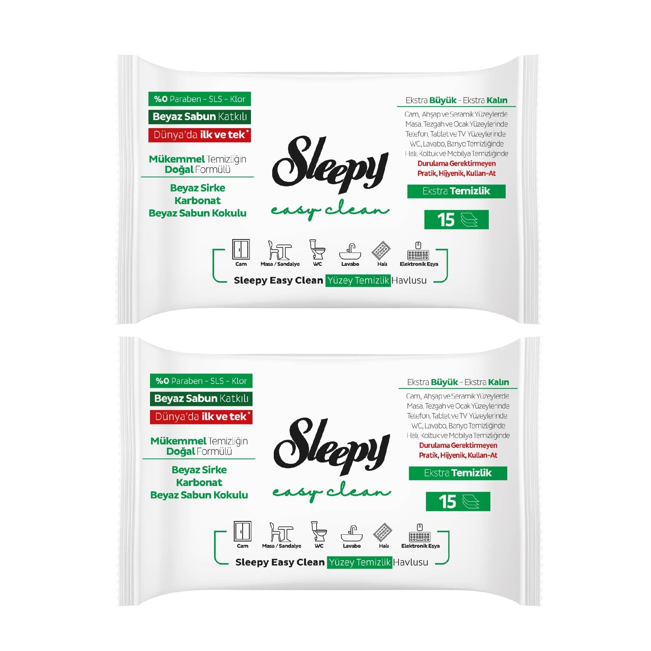 Sleepy Easy Clean Yüzey Temizlik Havlusu&Mendili Seyahat Boy 12x2x15 (360 Yaprak)