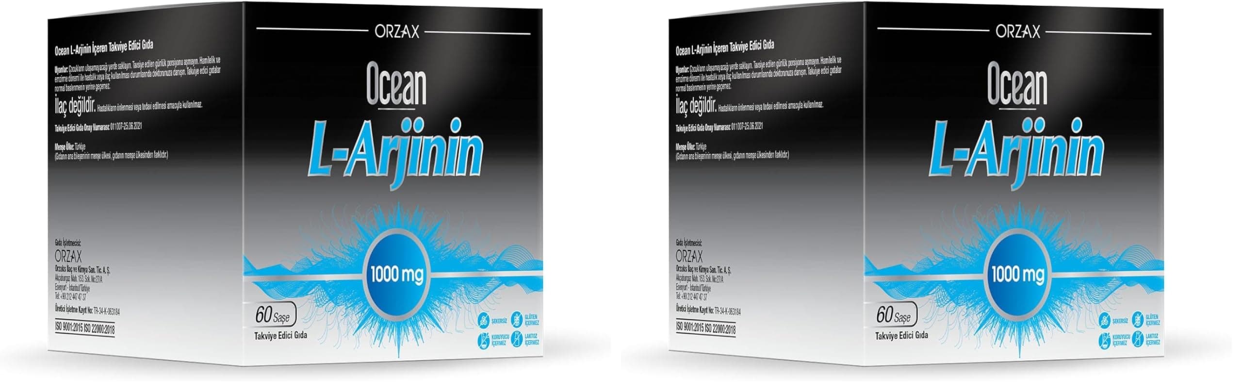 Orzax Ocean L-Arjinin 1000 Mg 60 Saşe (2 paketi)