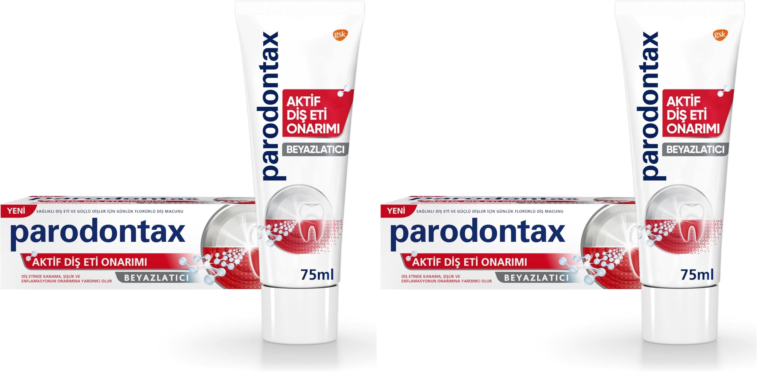 Parodontax Aktif Diş Eti Onarımı Beyazlatıcı Diş Macunu 75 ml (2 paketi)