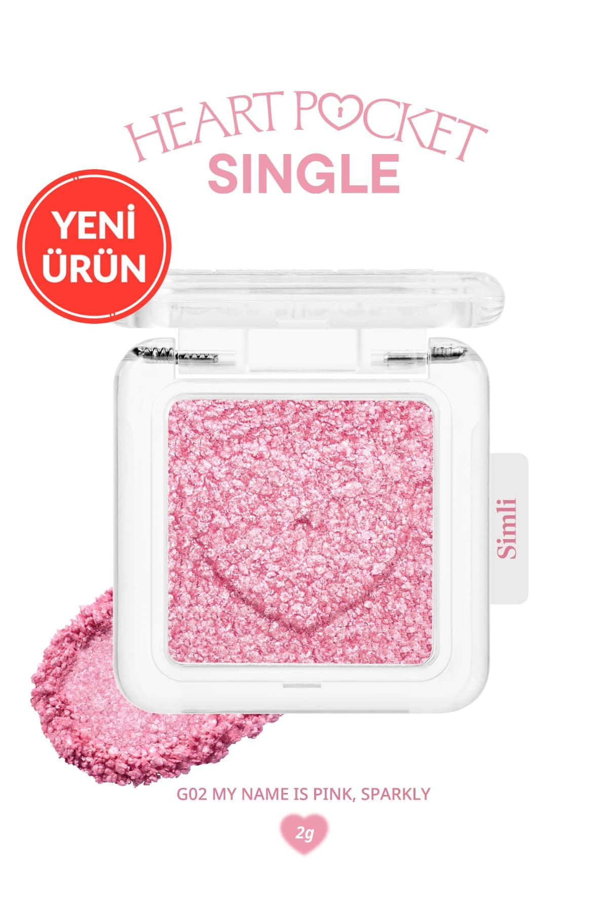 Peripera Kişiselleştirilebilir Simli Tekli Far Heart Pocket Single (G02 My Name is Pink Sparkly)