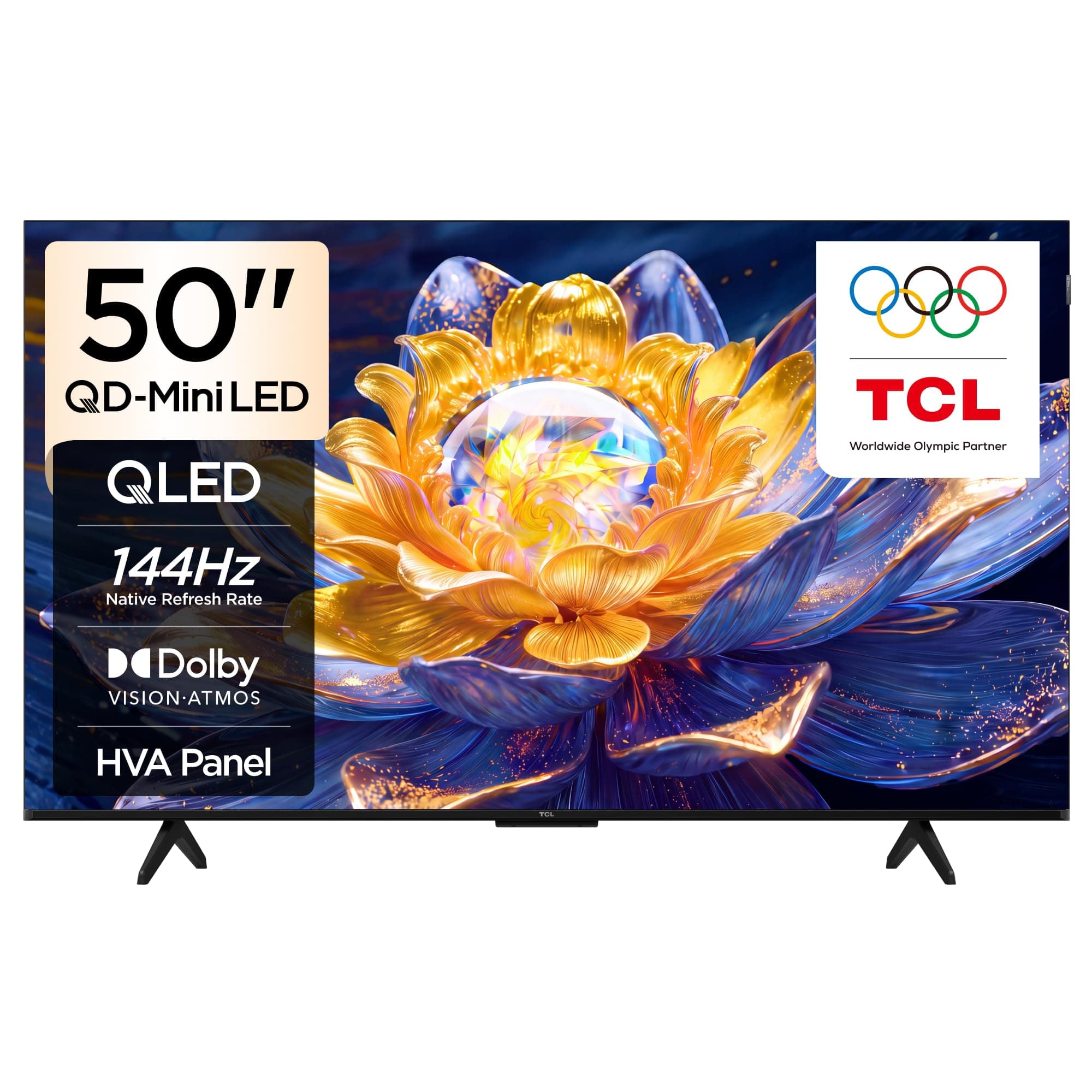 TCL 50 inç Akıllı TV 50Q6C 4K QD-Mini LED Renkli Quantum Crystal HDR10+ Oyun Google TV, 144Hz Doğal Yenileme Hızı, Dolby Atmos, DTS Virtual:X, Yapay Zekâ Modu,Game Master