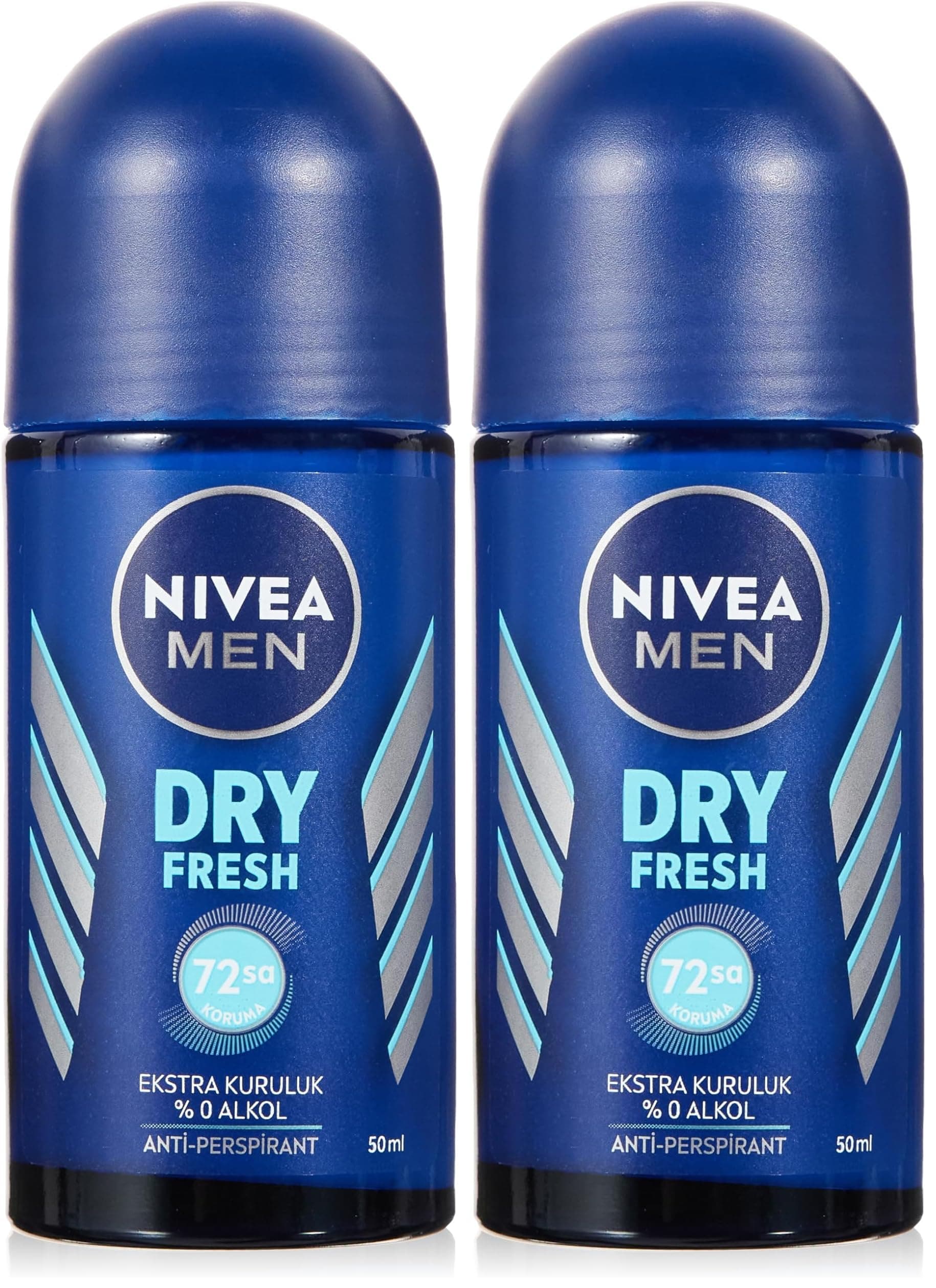 NIVEA Men Erkek Roll On Deodorant Dry Fresh 72 Saat Anti-Perspirant Koruma, Ekstra Kuruluk, 50 ml (2 paketi)