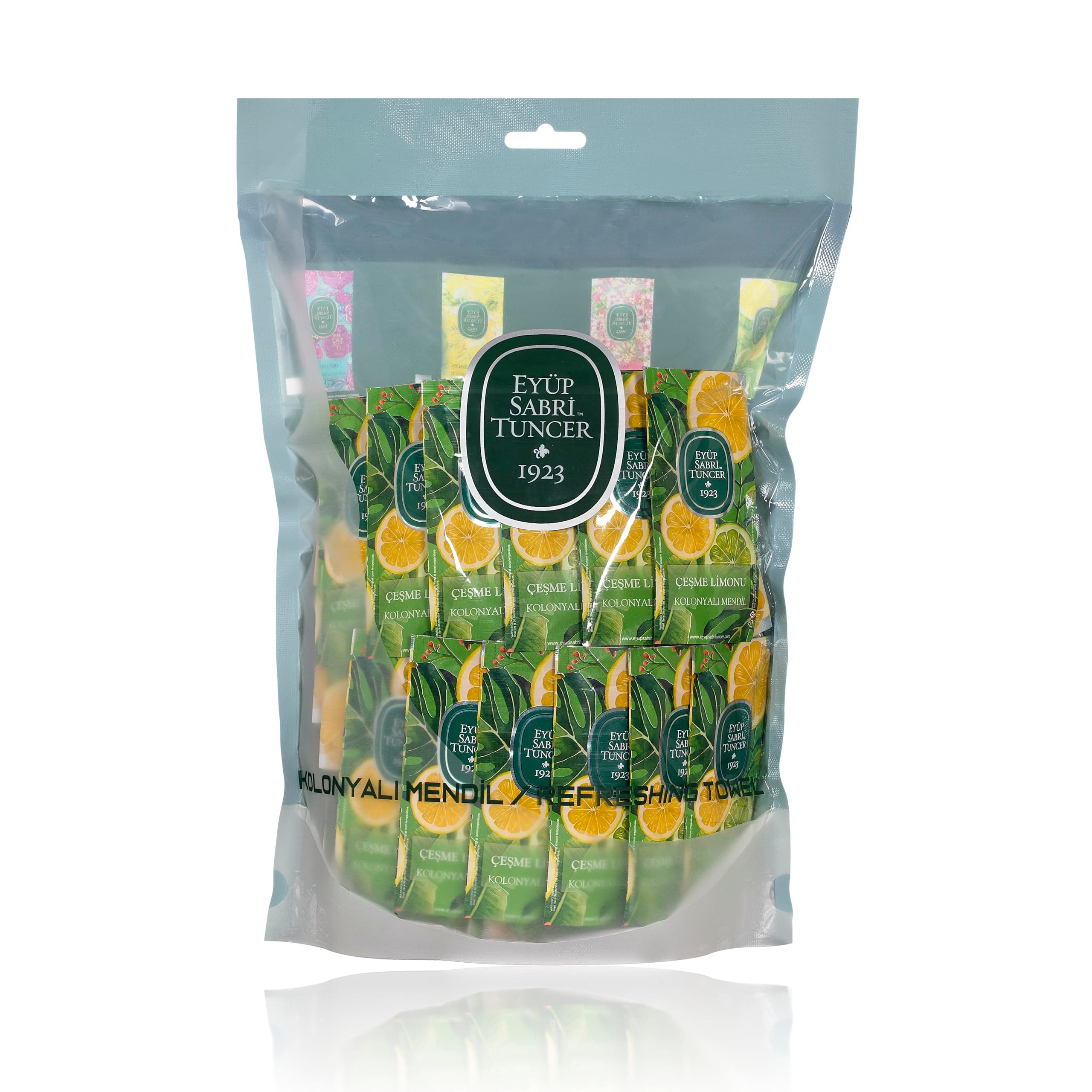 Eyüp Sabri Tuncer Kolonyalı Mendil Çeşme Limonu 150 Li Doypack Poşet 5X10 Küçük Boy 1 Paket