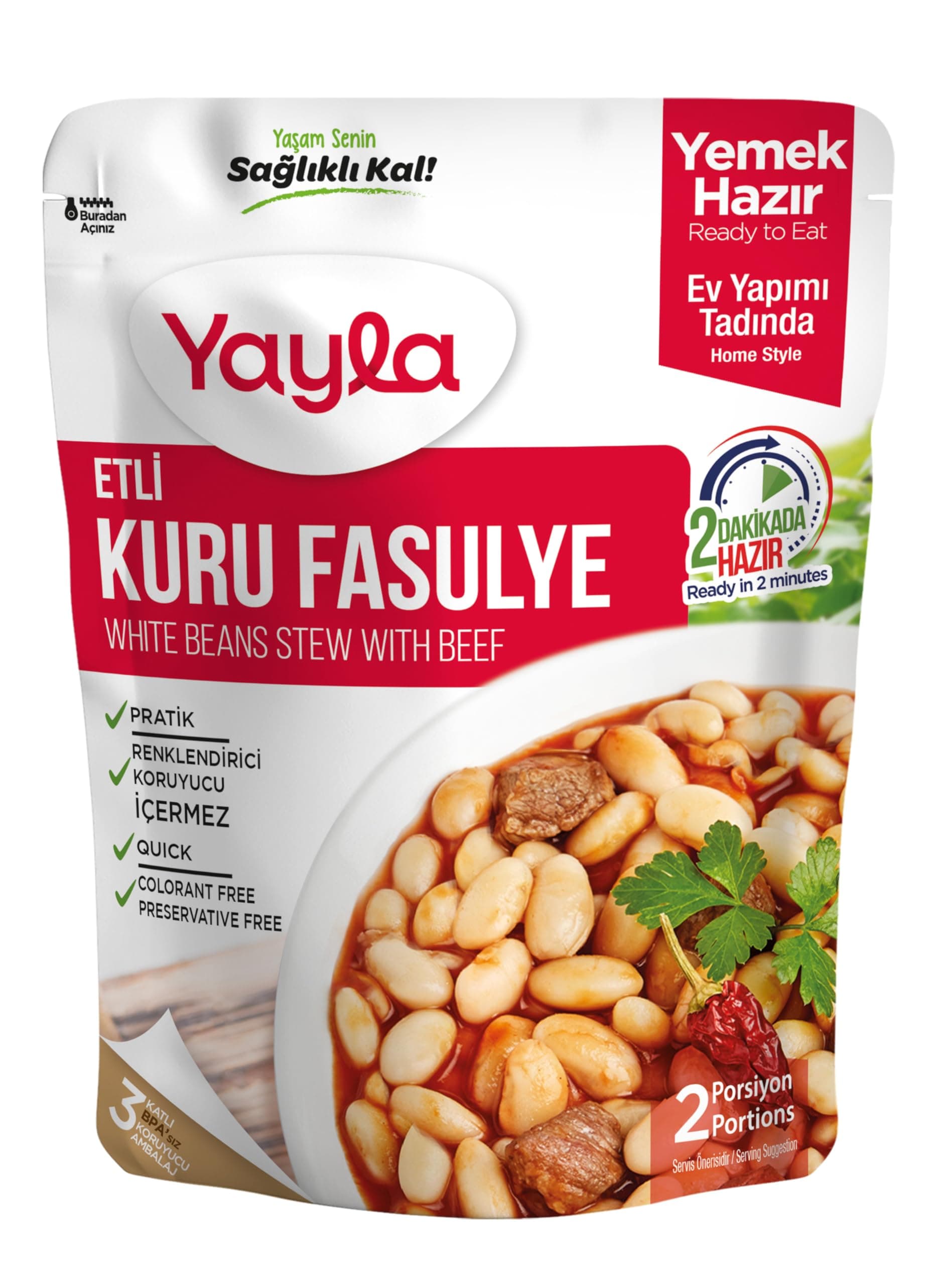 yayla Etli Fasulye Yemeği, 250 gr Tekli Paket