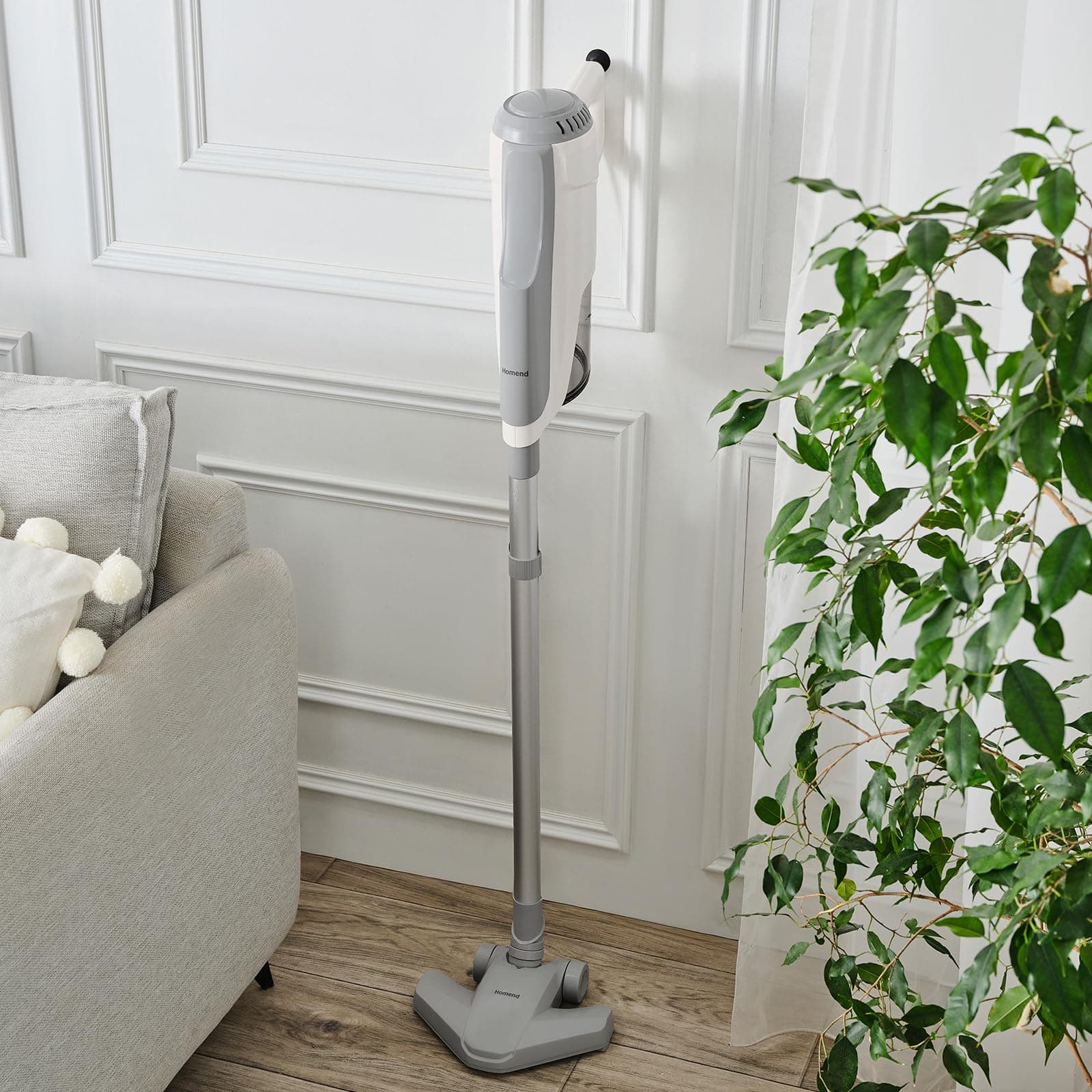 Homend Dustroyer 1272H 2 in 1 Metal Borulu Kablolu Dikey Süpürge Beyaz Gri