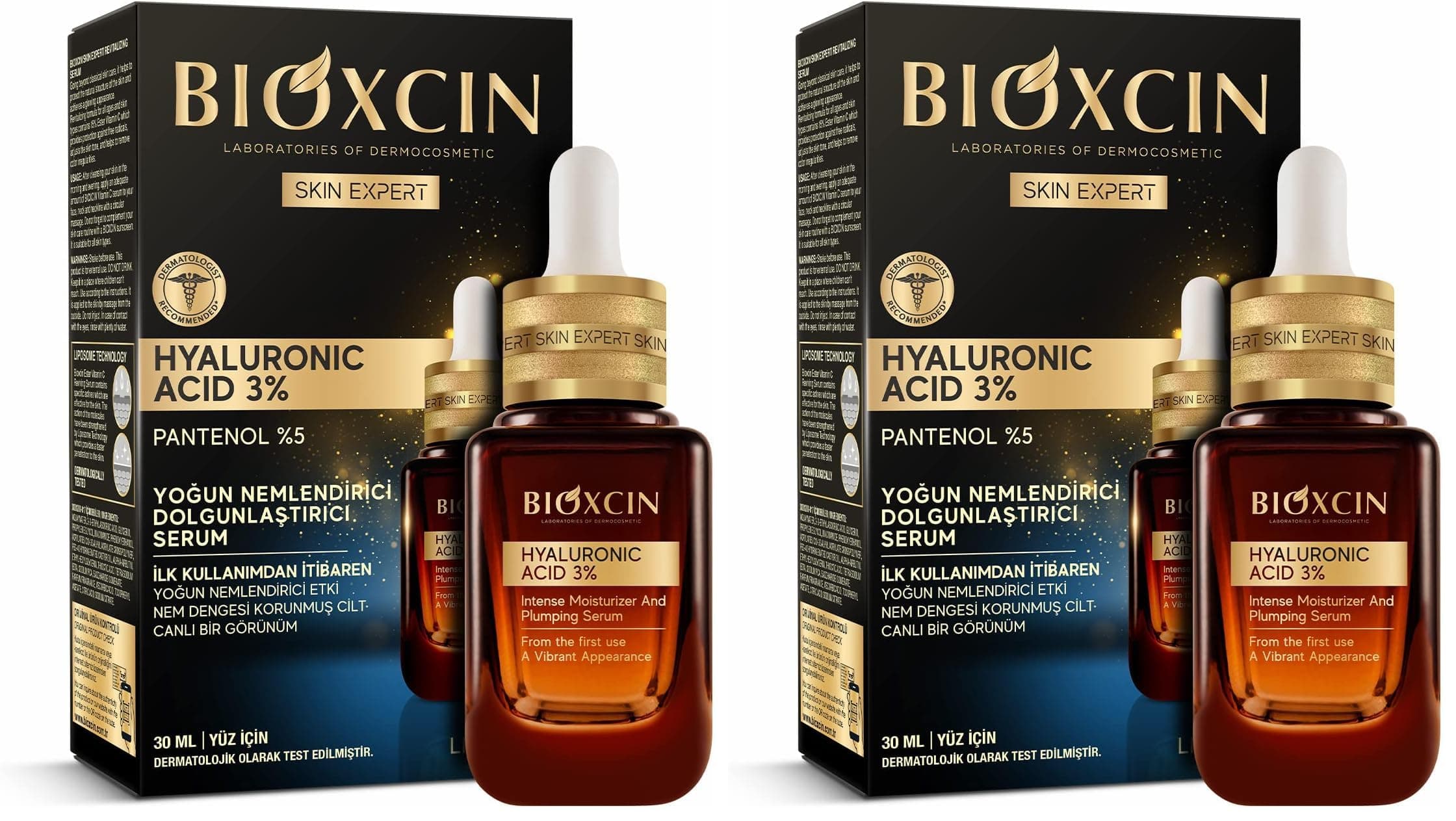 Bioxcin Hyaluronic Acid Serum 3% – Yoğun Nemlendirici ve Dolgunlaştırıcı Yüz Serumu – Pantenol (B5), Lipozom Teknolojili – 30 ml (2 paketi)
