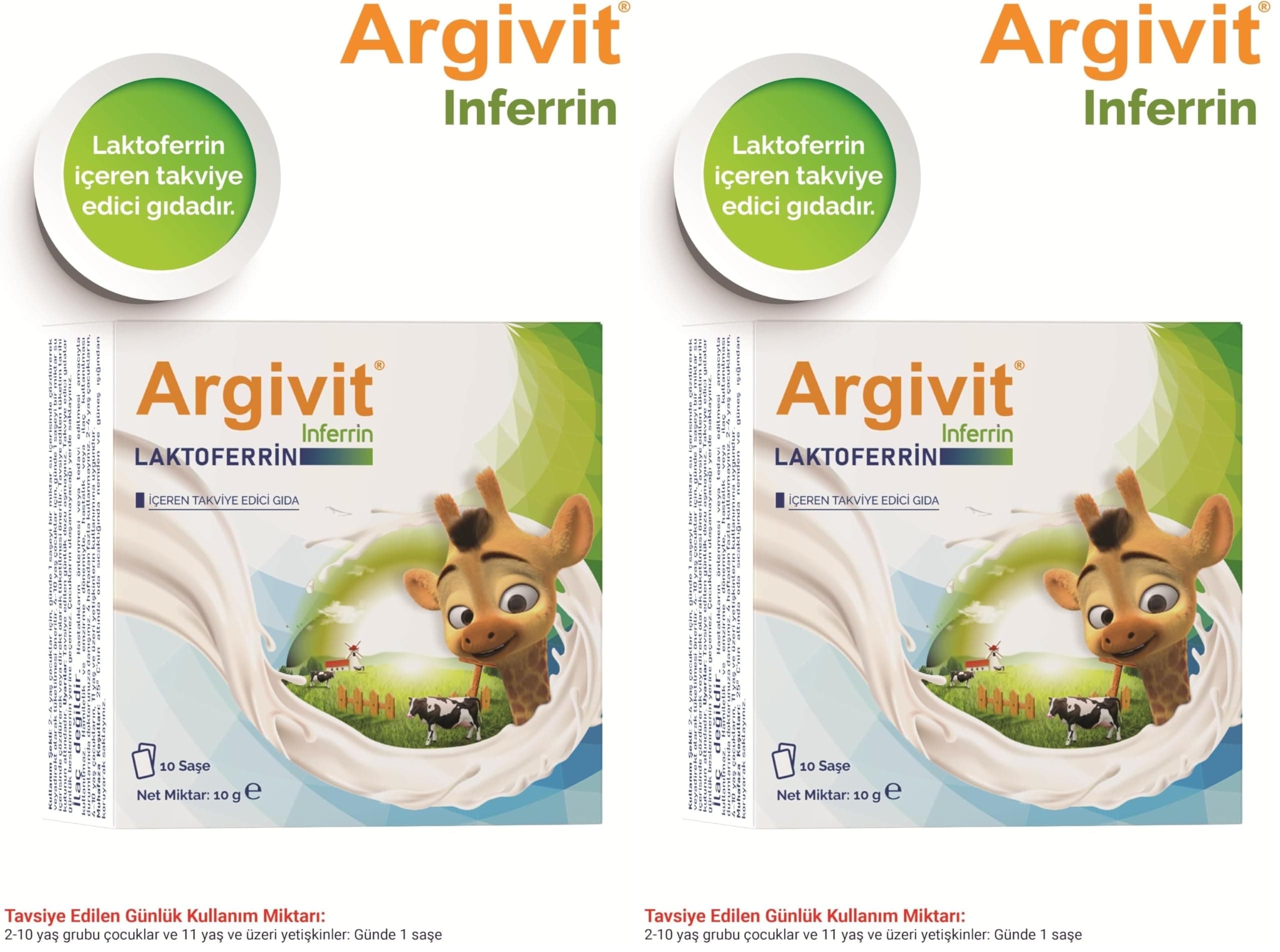 Argivit İnferrin Laktoferrin İçeren Takviye Edici Gıda 10 Saşe (2 paketi)