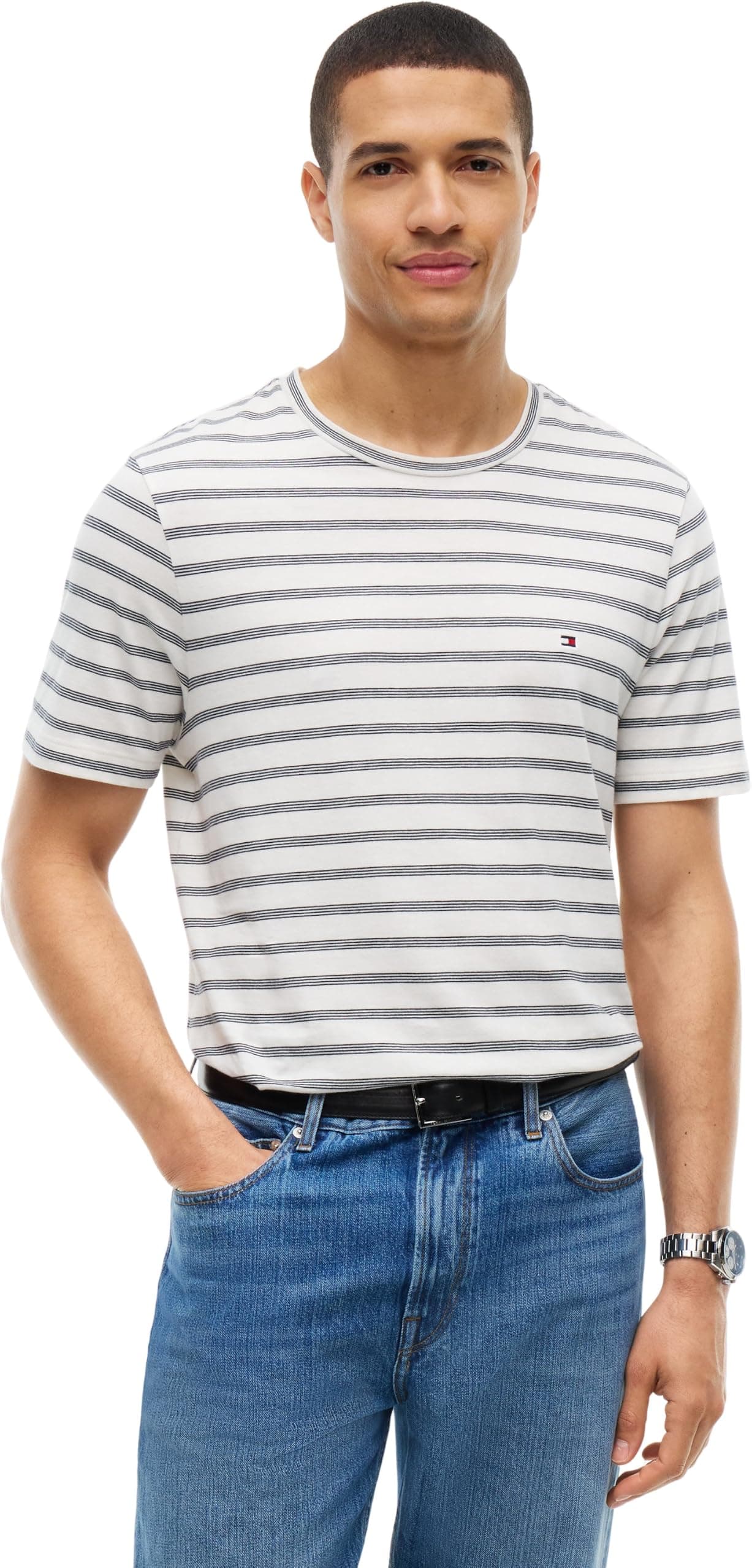 ESS SEASONAL REG FIT STRIPE TEE Shirt Erkek