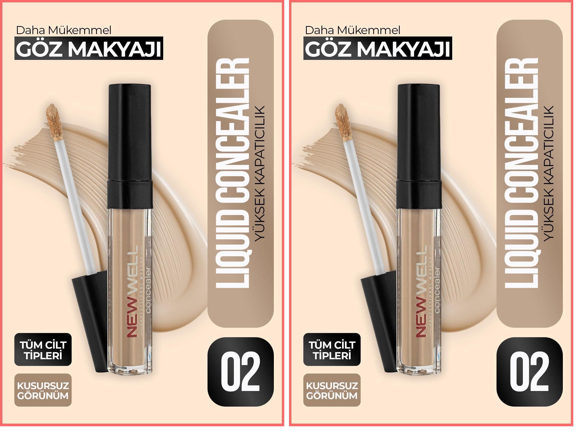 New Well Sıvı Kapatıcı Yüz Kapatıcı 02 1 1 (2 paketi)