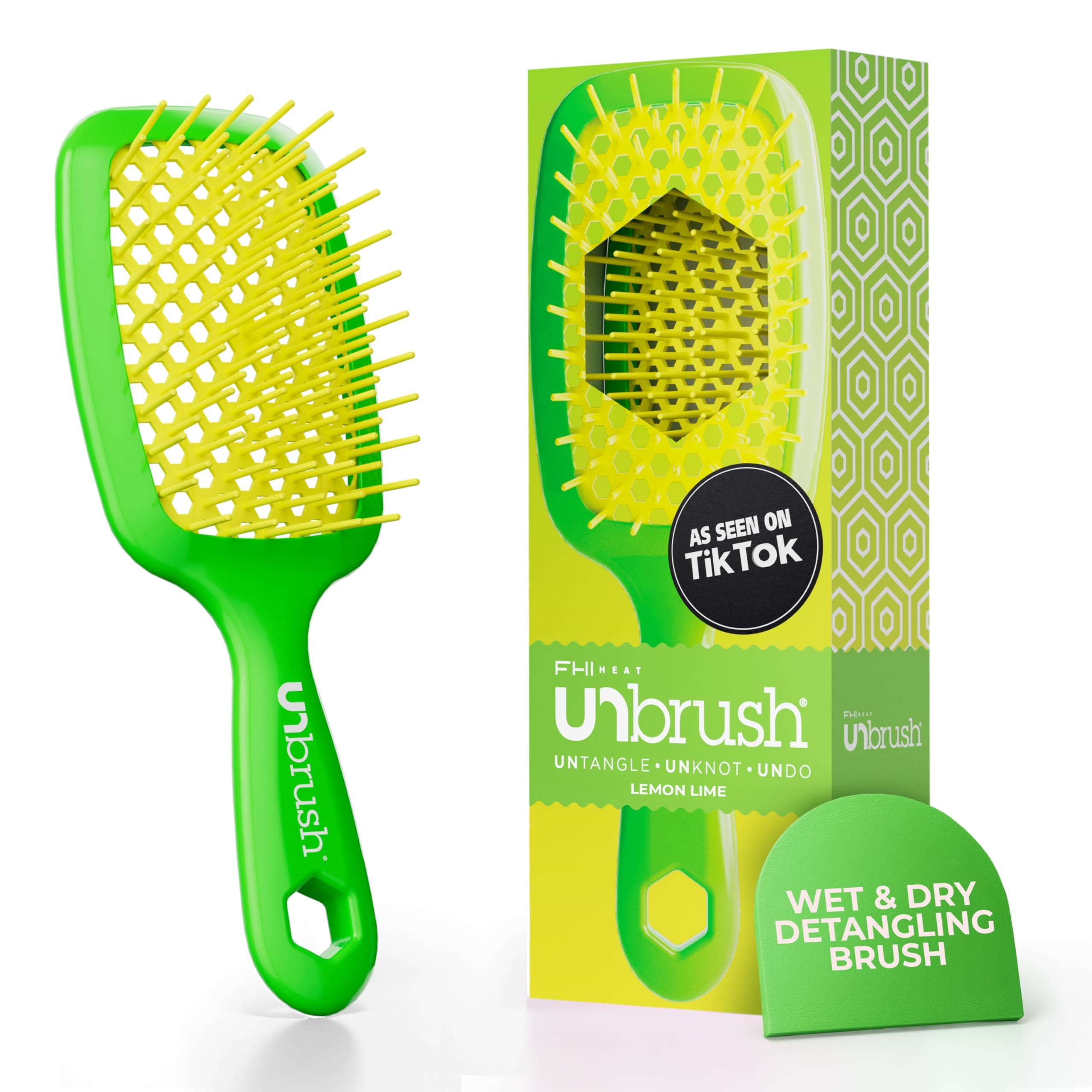 FHI HEAT Unbrush Islak ve Kuru Havalandırmalı Dolaşık Açıcı Saç Fırçası, Limon Kireç Yeşili