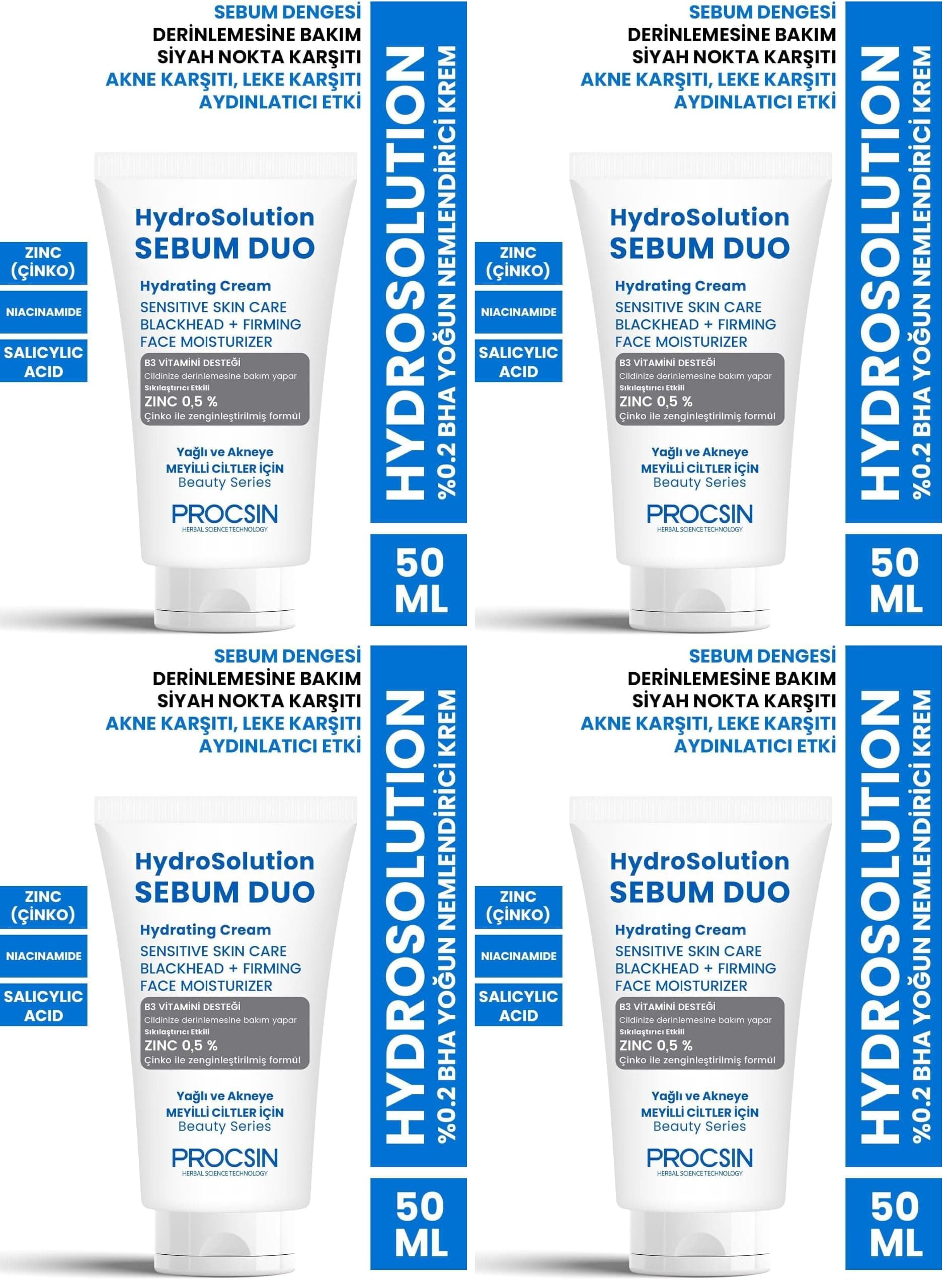 PROCSIN Hydrosolution%0.2 BHA Yoğun Nemlendirici Krem 50 ML (4 paketi)
