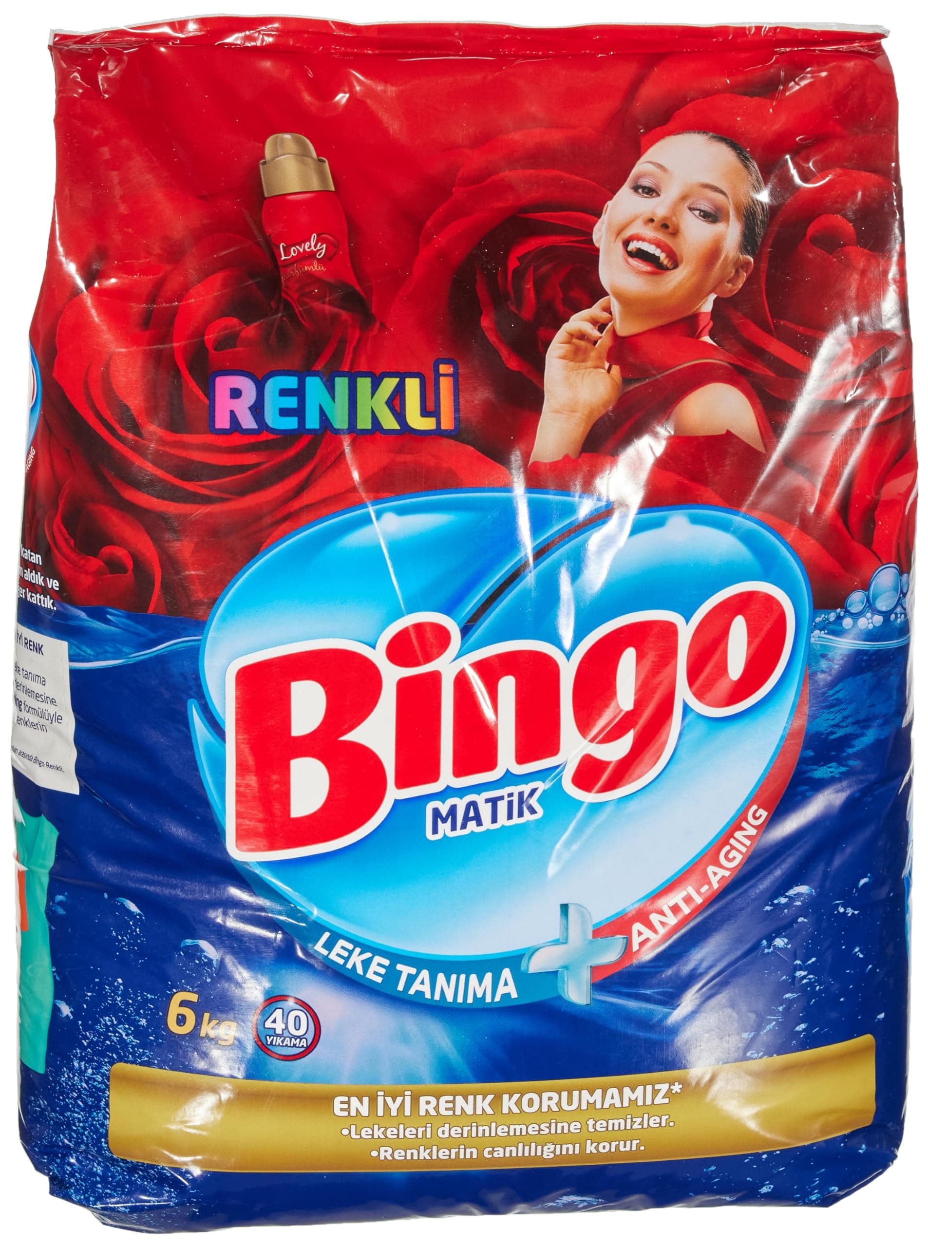 Bingo Matik Renkli 40 Yıkama Toz Çamaşır Deterjanı 1 x 6 kg, 6000 G