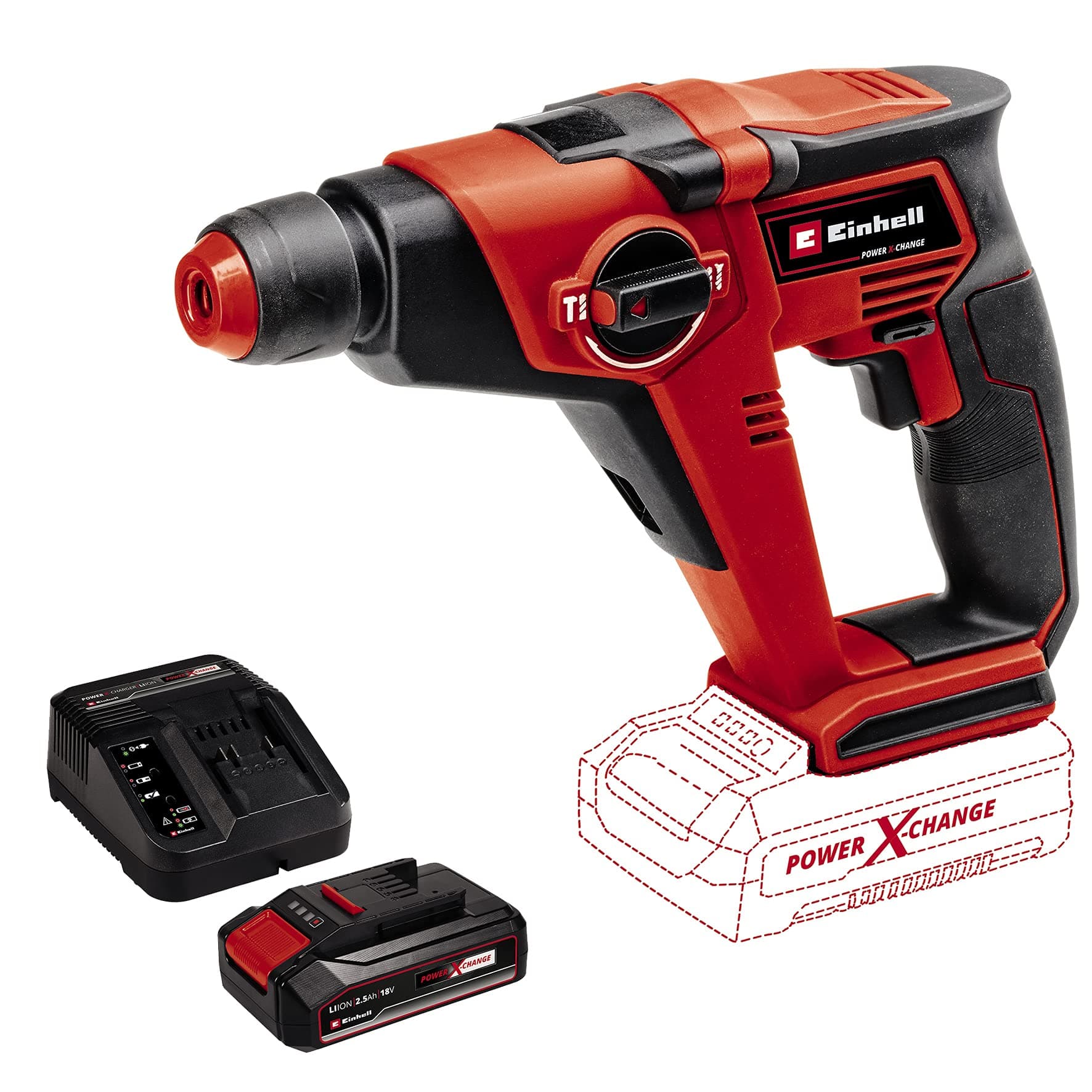 Einhell TE-HD 18/12 Li - Solo, Akülü Pnömatik Matkap ve Einhell 18V 2,5 Ah PXC Starter Kit (Başlangıç Seti)