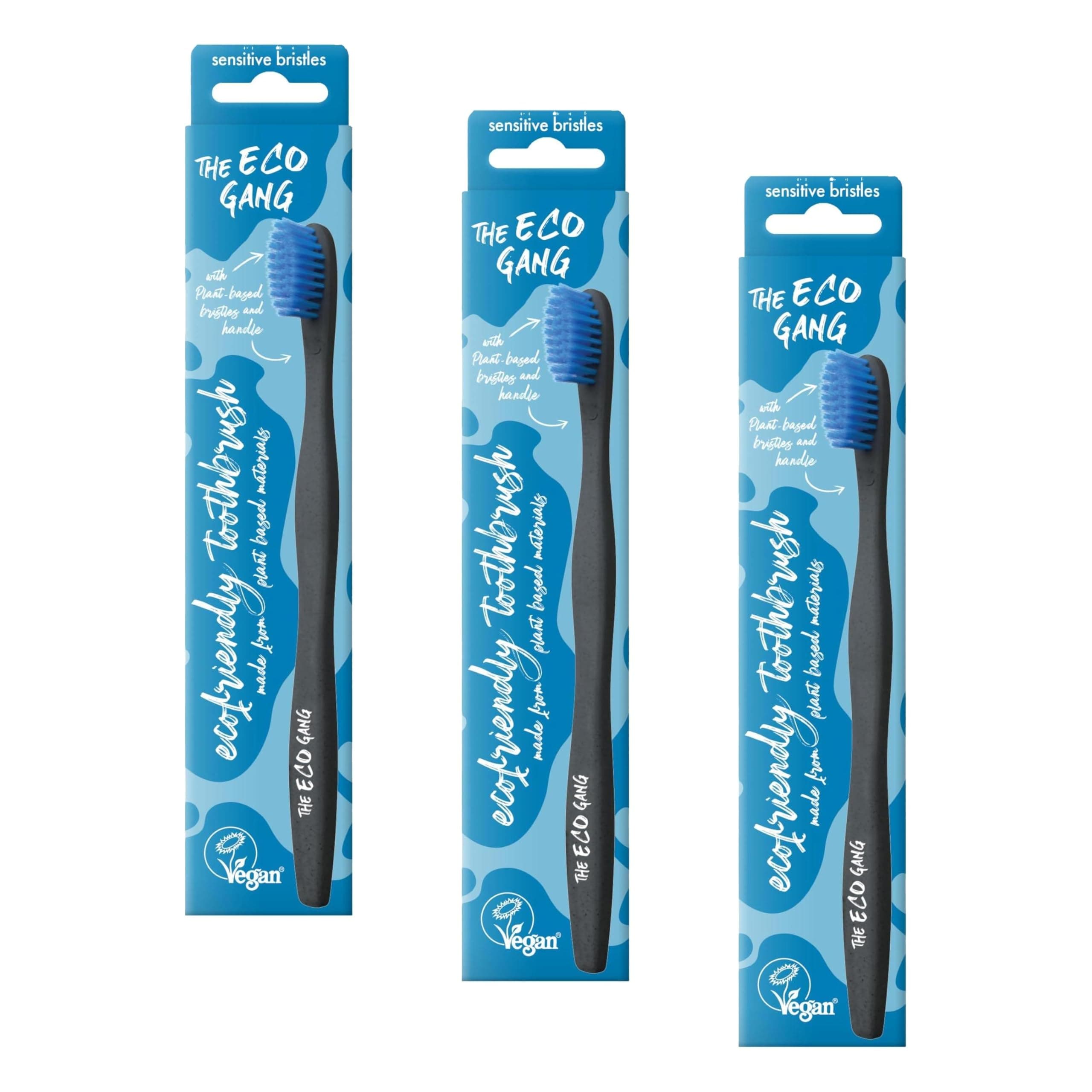 THE HUMBLE CO. THE ECO GANG ADULT PLANT-BASED TB SENSITIVE BLUE BİTKİ BAZLI ÇEVRE DOSTU DİŞ FIRÇASI MAVİ (3 paketi)