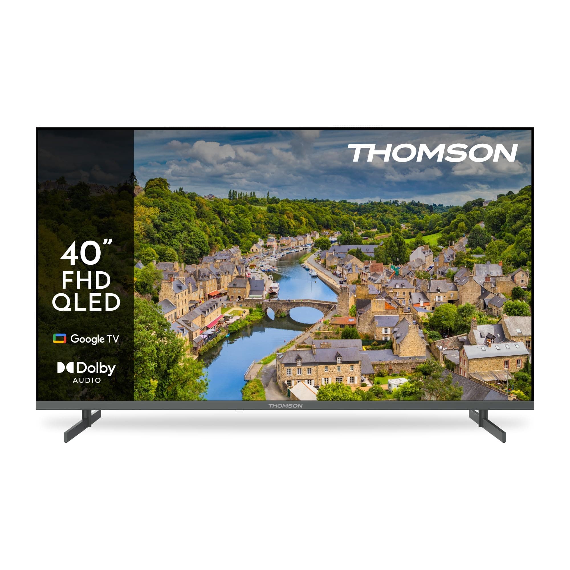 Thomson TV 40 İnç (101 cm) FHD QLED Smart Google TV, Sesli Kontrol, Google Cast, Dolby Audio, HDR10, WiFi, Bluetooth, 3x HDMI, Gri, 40FQG3S15K