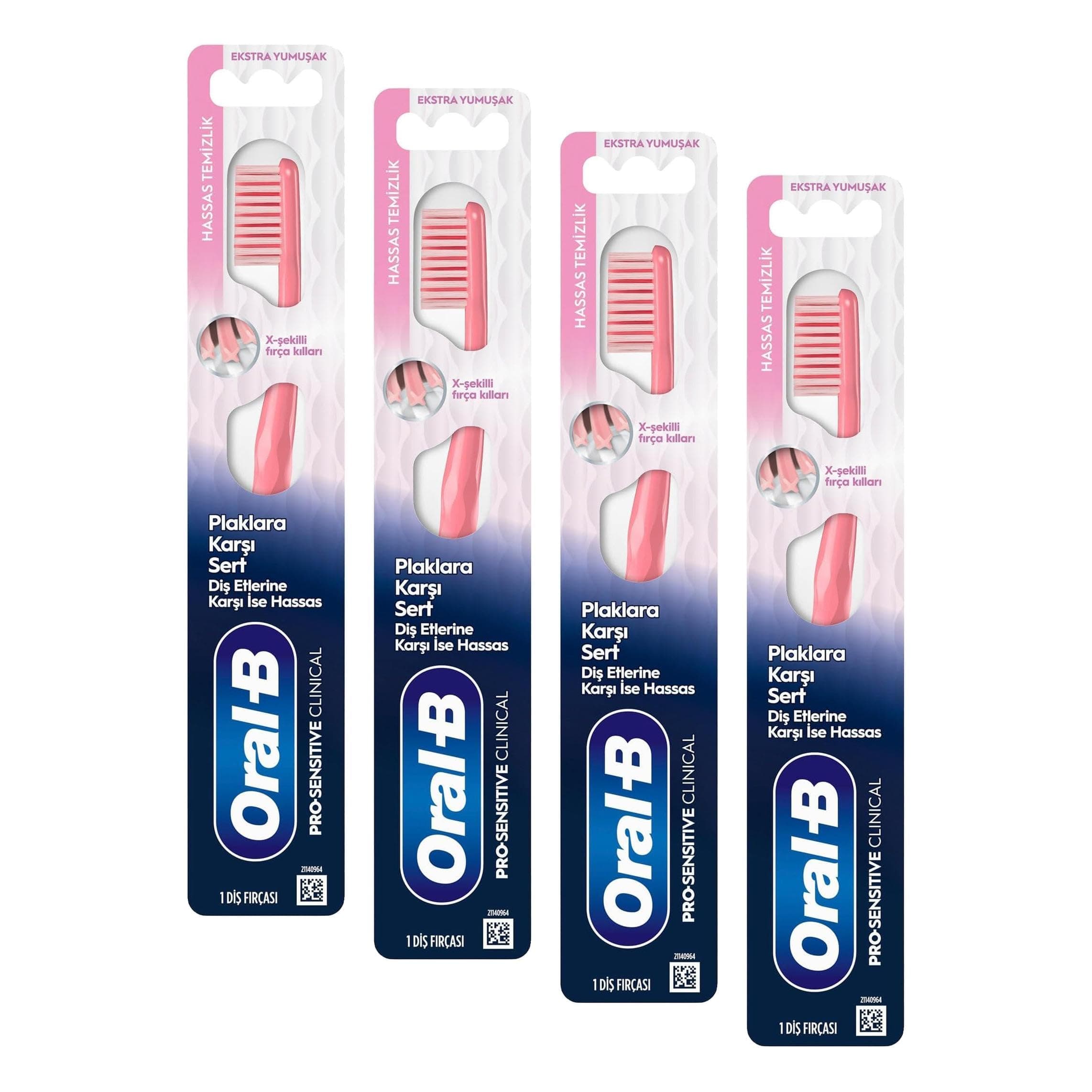 Oral-B Pro-Sensitive Clinical Hassas Temizlik Diş Fırçası – Hassas Temizlik Sağlar – Ekstra Yumuşak Fırça Kılları, 1 adet (4 paketi)