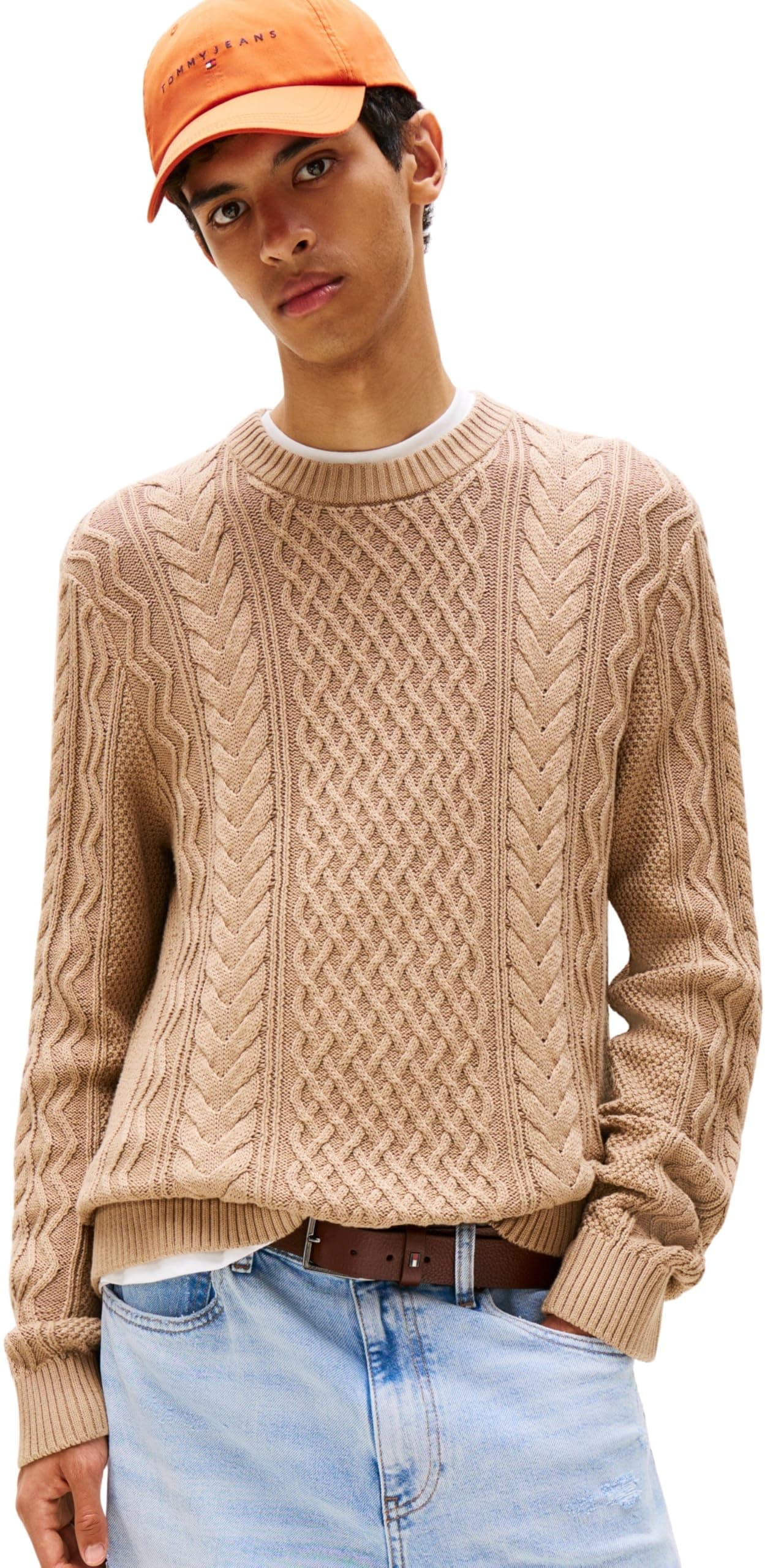 Tommy Jeans TJM SLM BADGE CABLE KNIT SWEATER Kazak Erkek