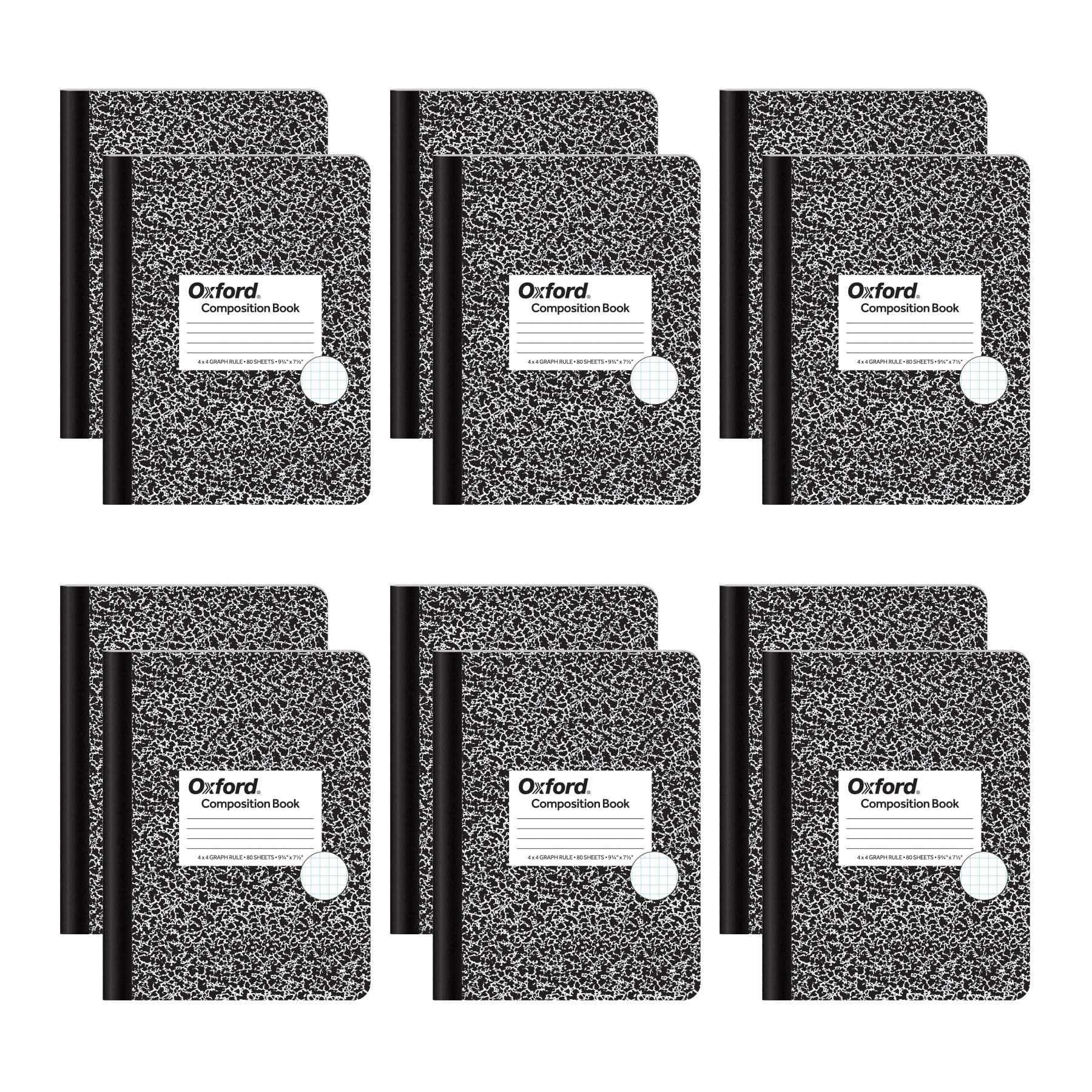 Tops Bileşim kitap, Quad çizgili, 4 alanları/inç, 9,75 X 7.5 inç, 80 yaprak, siyah/beyaz, Box 12 kitap (63786)
