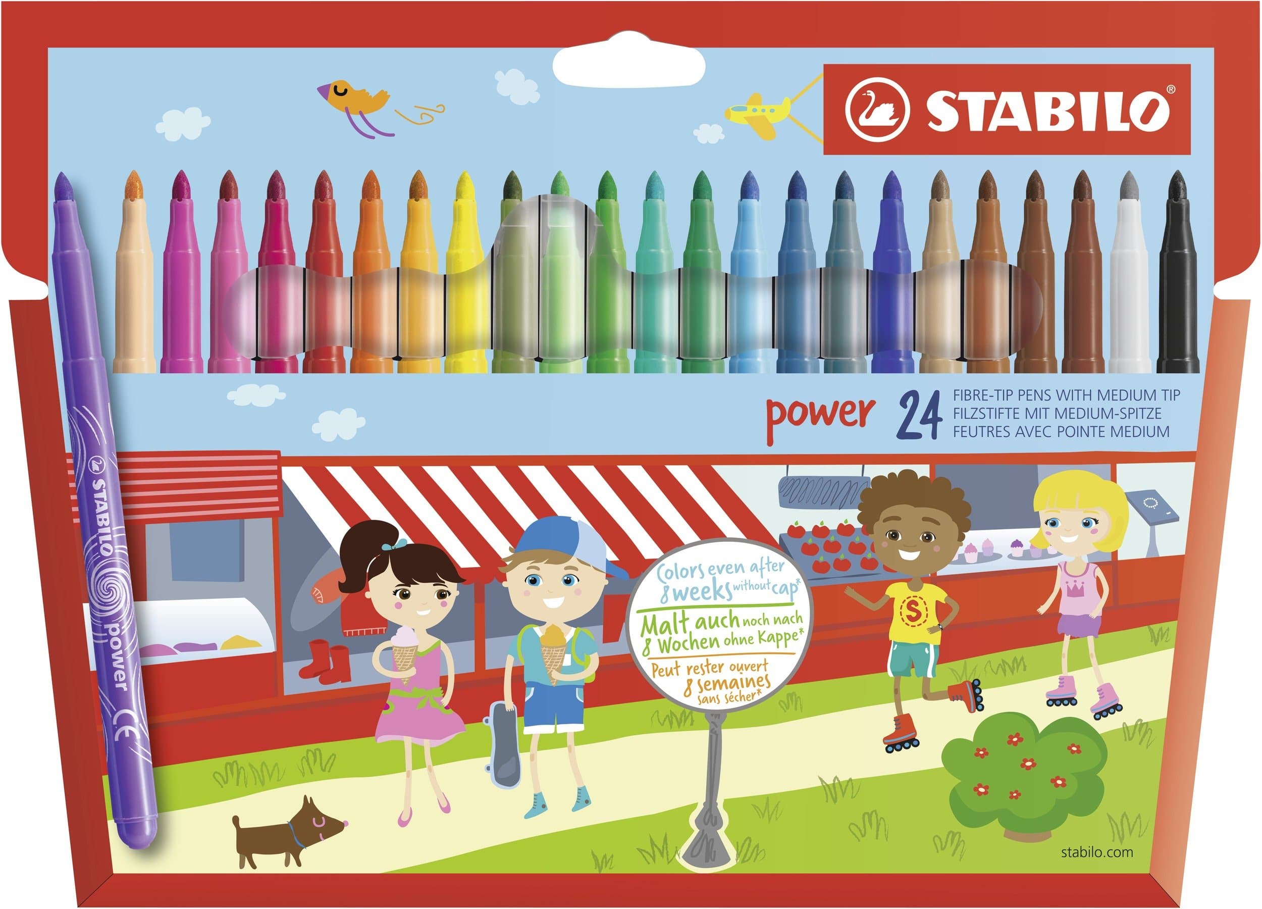 STABILO power - Keçe Uçlu Boya Kalemi - 24'lü Paket - Çeşitli Renkler