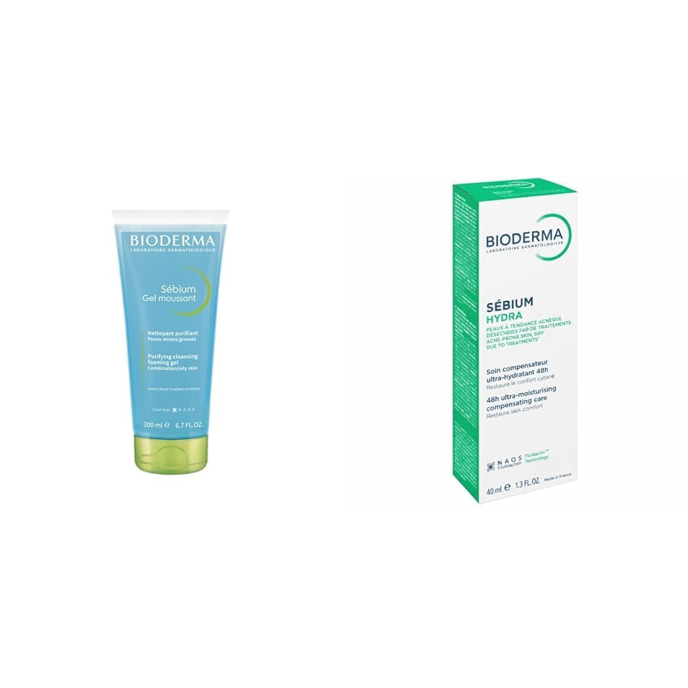 Bioderma Sebium Foaming Gel Yüz Temizleme Jeli 200ml + Sébium Hydra Yoğun Nemlendirici Seramid İçeren Kurutucu Akne Tedavisi Yatıştırıcı Bakım Kremi 40 ml