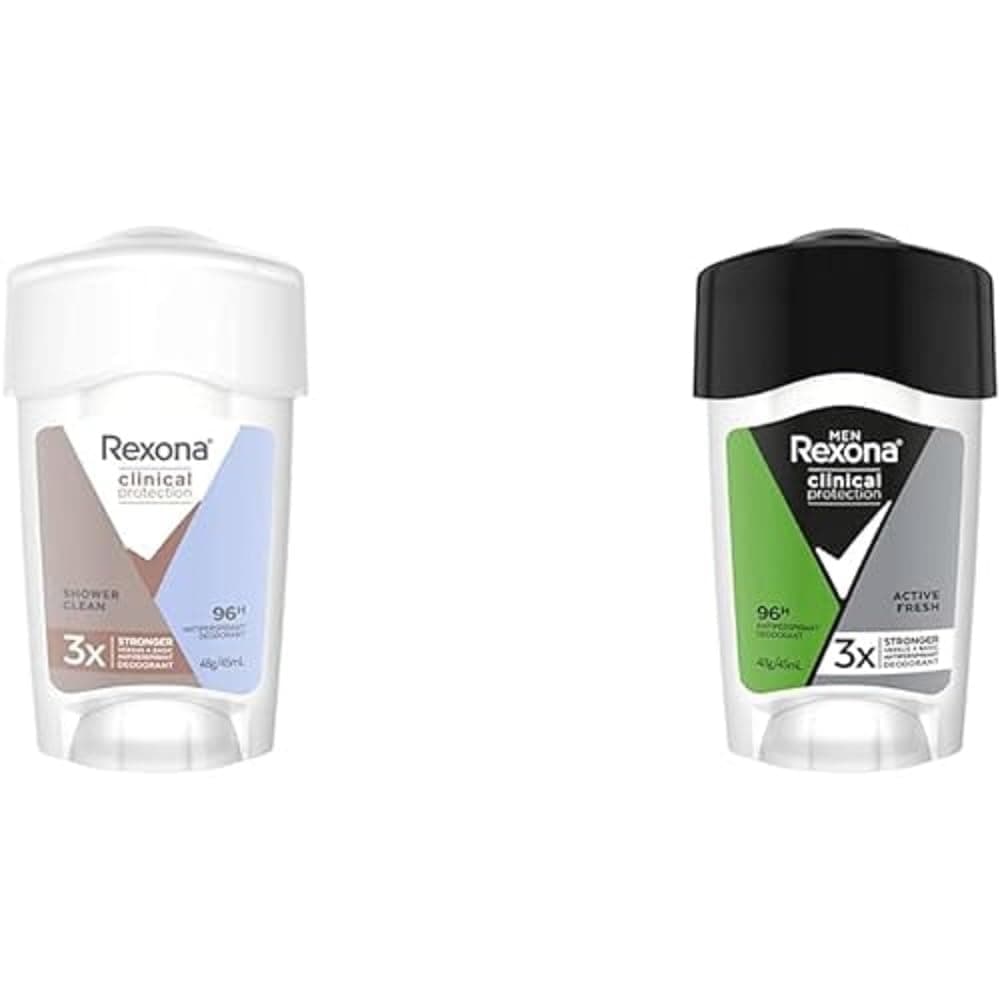 Rexona Clinical Protection Kadın Stick Deodorant Shower Clean 45 ml & Rexona Men Clinical Protection Stick Deodorant Active Fresh 45 ml