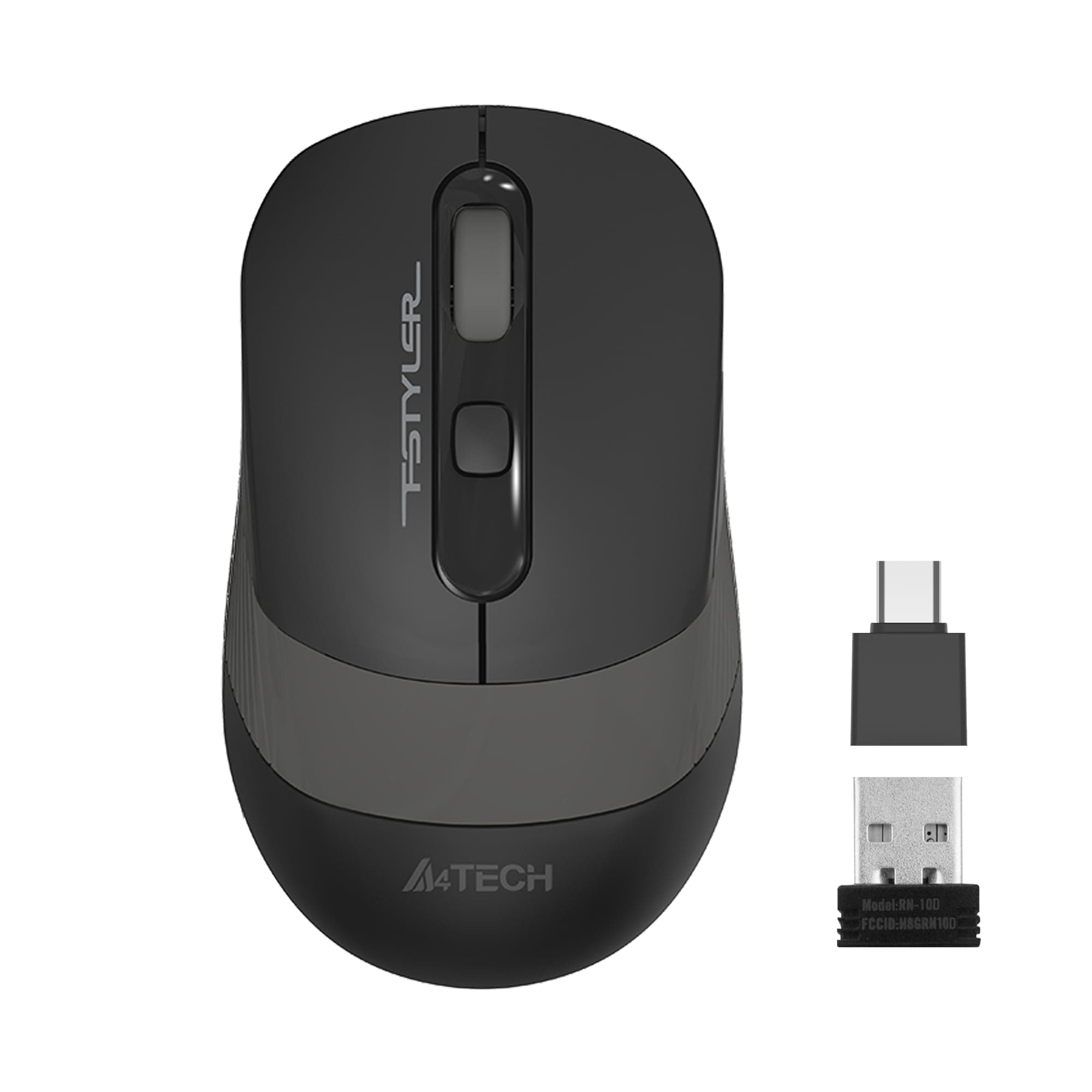 A4 Tech FG10CS Air2 Silent (Sessiz) 2.4Ghz Optik 2000Dpi Kablosuz Mouse | S.Grey | Şarj Edilebilir| 4 Kademe Çözünürlük | Air Çift Mod | Type-C Adaptör