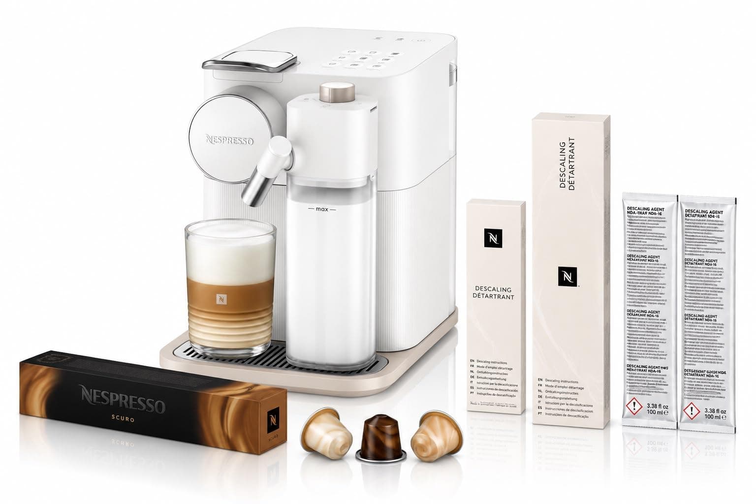 Nespresso F541 Gran Lattissima Beyaz ve Kireç Çözme Kiti