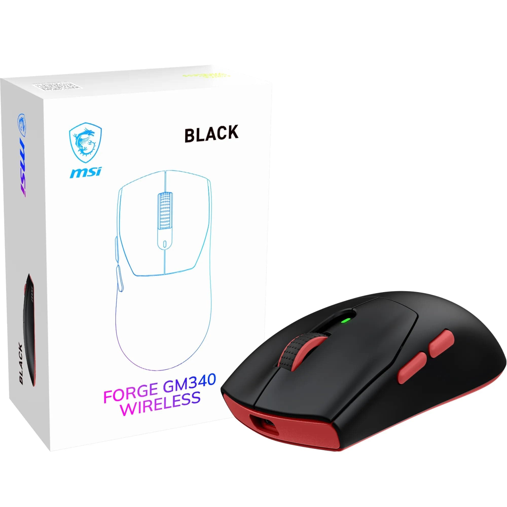 MSI FORGE GM340 Wireless 12000 DPI 1000Hz RGB Kablosuz Siyah Gaming Mouse