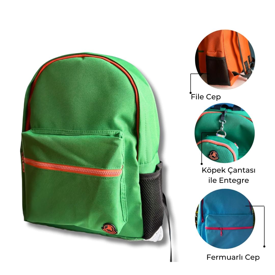 x Human Sırt Çantası – Laptop Bölmeli, Su Geçirmez Ön Cepli, 15" Uyumu, Termos Bölmeli, Ayarlanabilir Askılı, Ergonomik & Şık Tasarım,Yeşil