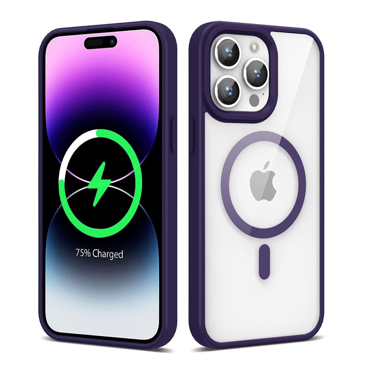 Zore Apple için uyumlu iPhone 14 Pro Kılıf M-safe Wireless Şarj Özellikli Silikon Zore Ege Kapak Derin Mor