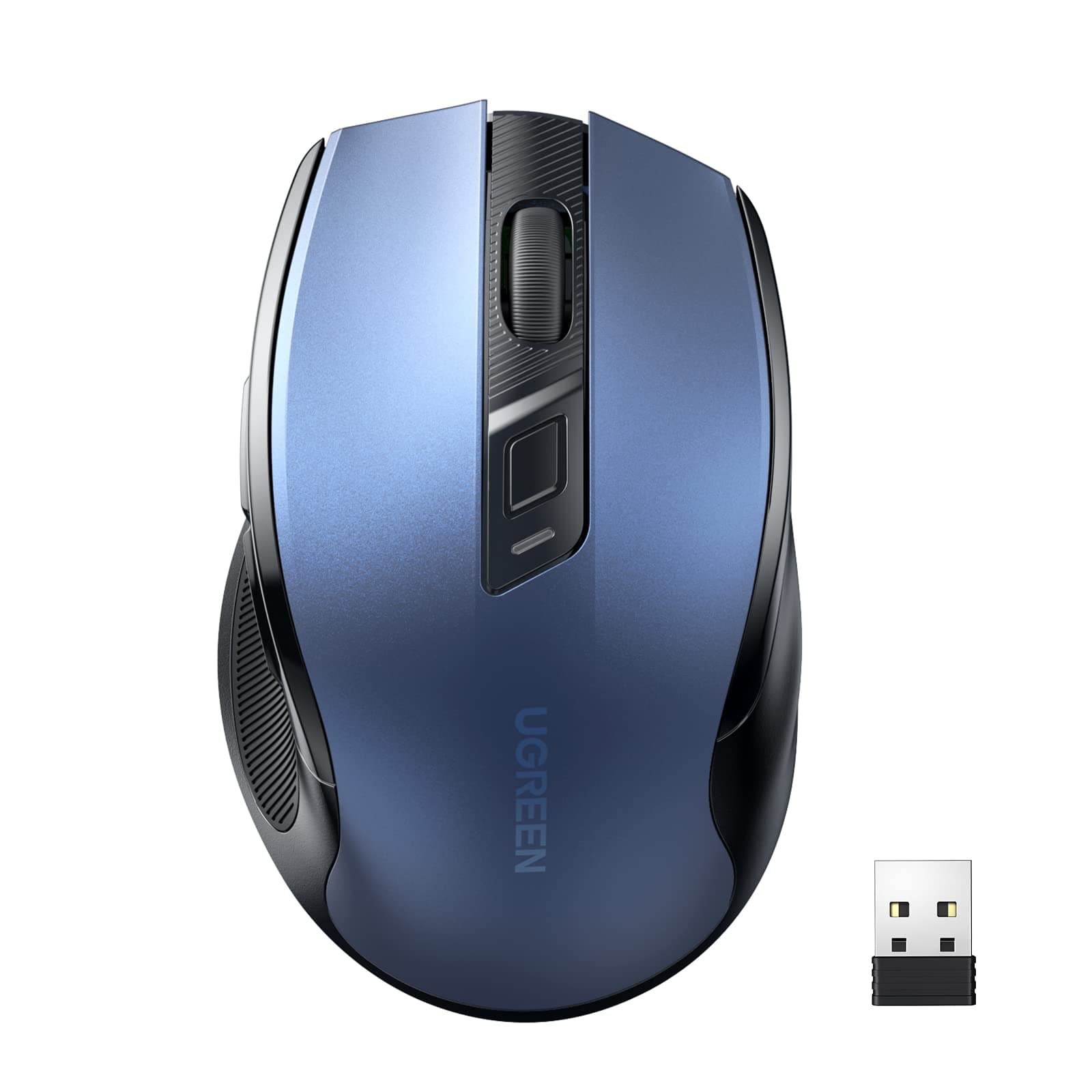 UGREEN Ergonomische Draadloze Muis met USB Ontvanger 2.4 GHz Silent Click USB Muis 4000 DPI Verstelbaar Compatibel met PC,Tablet,Laptop,Windows,MacOS, Linux. (Blauw)