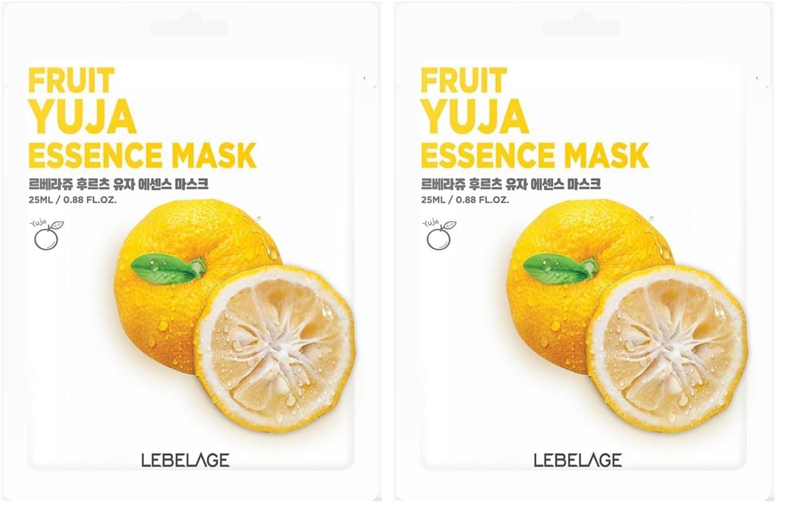 LEBELAGE Yuja Meyvesi Içeren Nemlendirici Kağıt Maske Fruit Yuja Mask (2 paketi)
