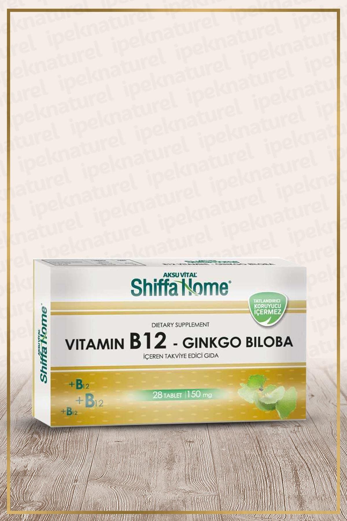Shiffa Home Vitamin B12 Ginkgo Biloba Tablet | Yüksek B12 Vitamini ve Ginkgo Biloba Ekstresi | Folik Asit ve Magnezyum Destekli Takviye Edici Gıda | Zihinsel Performans