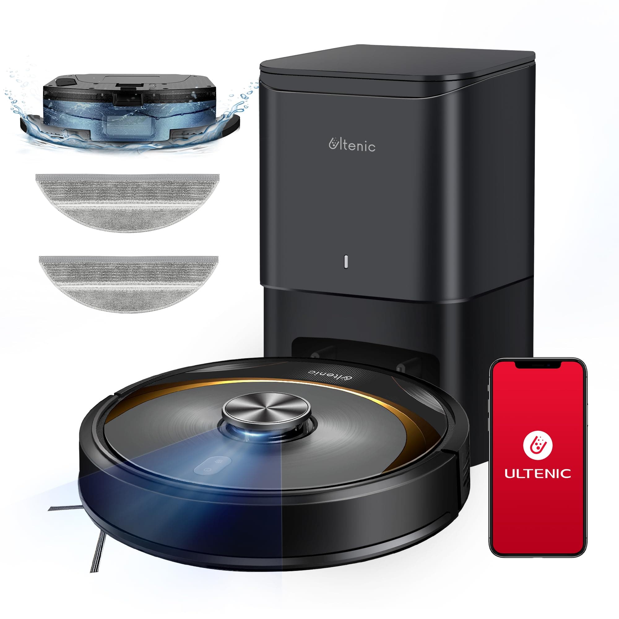 Ultenic T10 Elite Robot Vacuum Cleaner with Mop, Robotic Vacuum Self Emptying for 45 Days Hands-Free, LiDAR Navigation, Compatible with Alexa/Wi-Fi Connected, Ideal for Pet Hair, Hard Floor and Carpet