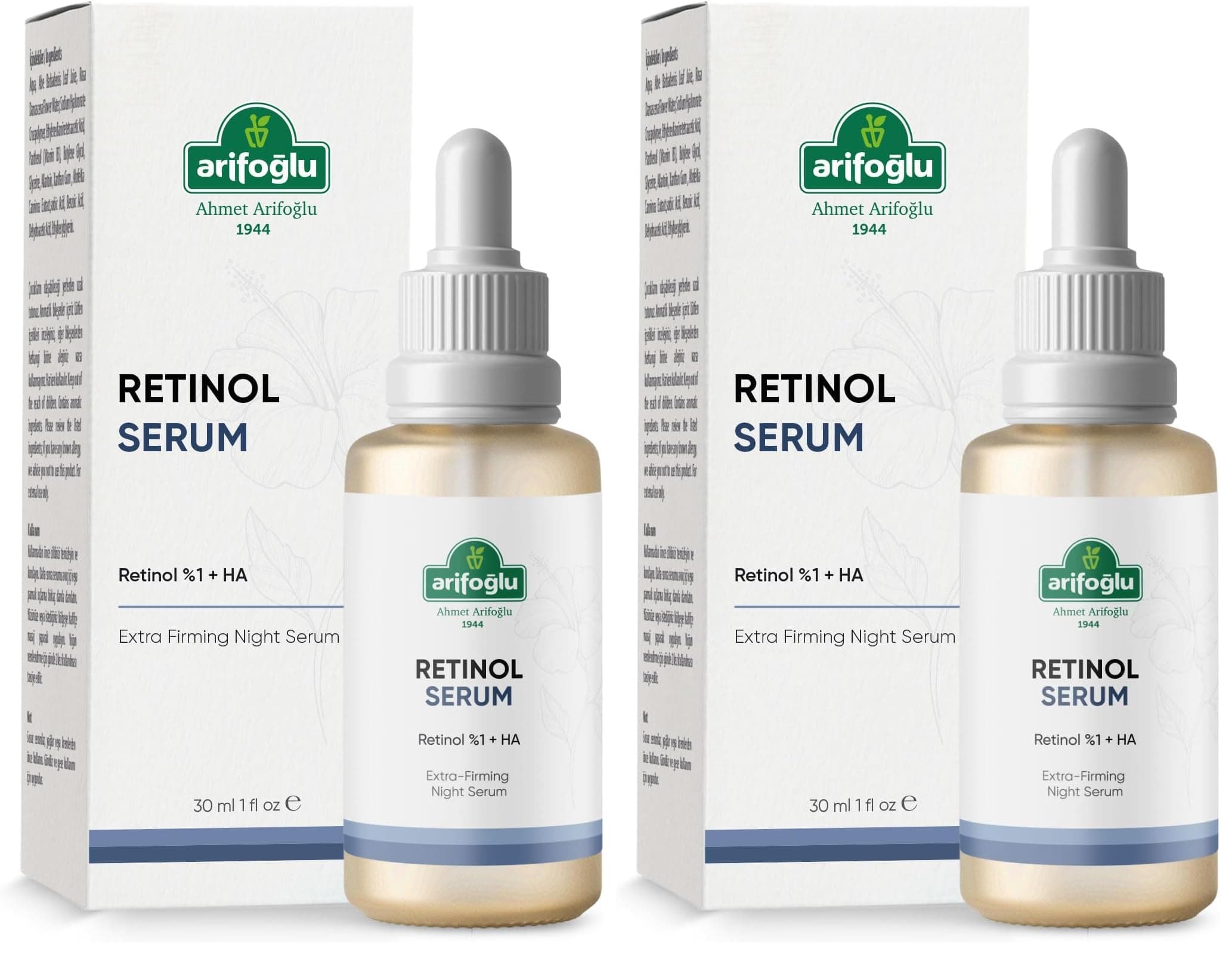 Arifoğlu Kırışıklık Karşıtı, Onarıcı Retinol (A Vitamini) Sıkılaştıcı Gece Serumu 30 ml Retinol%1+H (2 paketi)